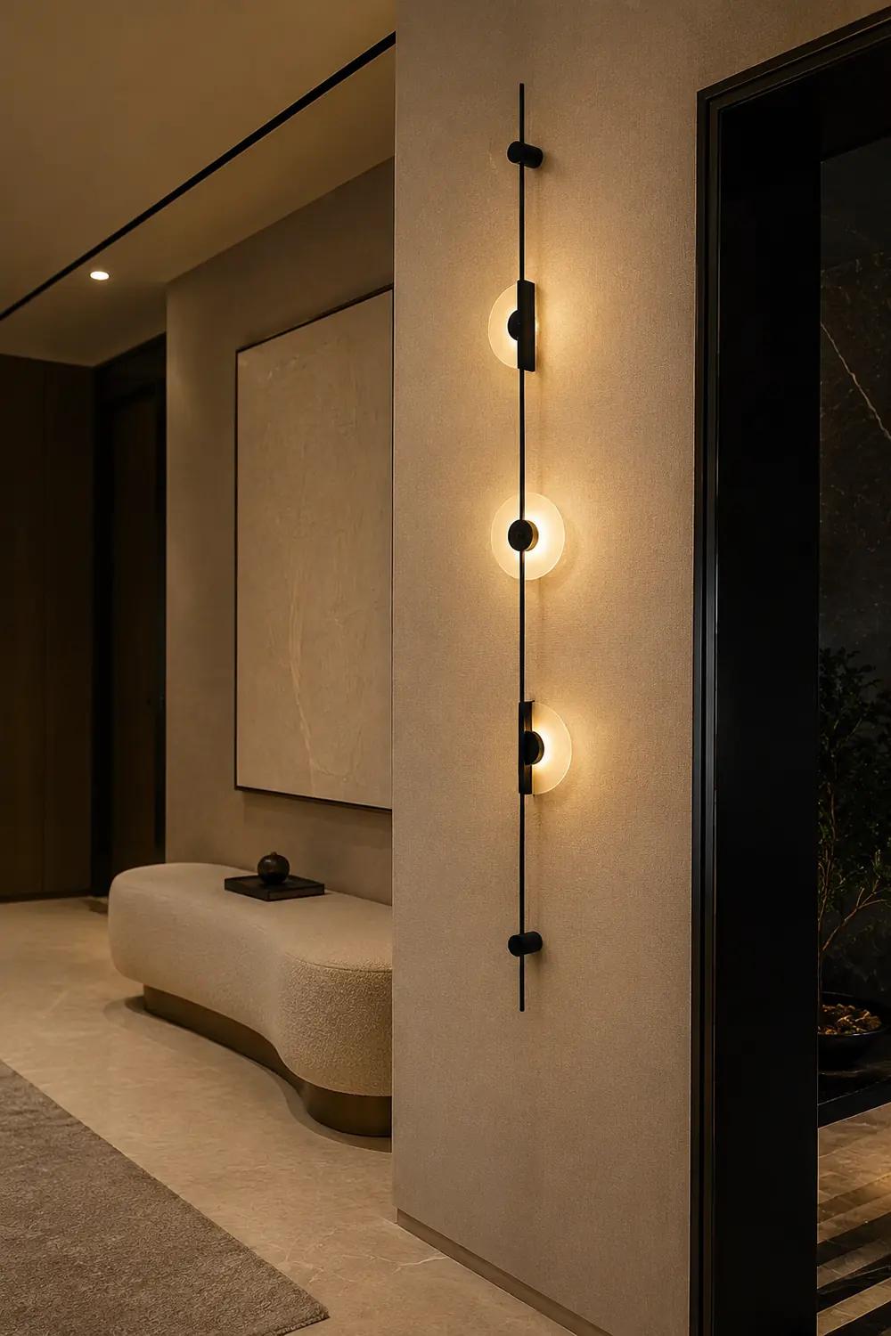 Black Slender Alabaster Wall Lamp - Lumpaz