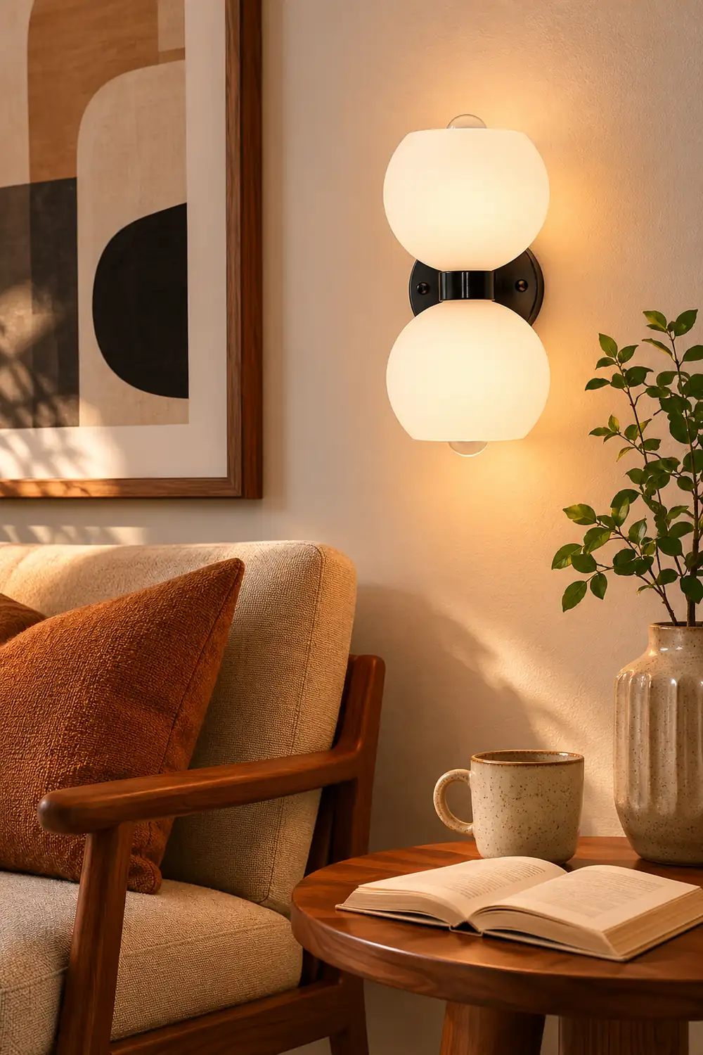 Round White Glass Bedroom Wall Lamp - Lumpaz