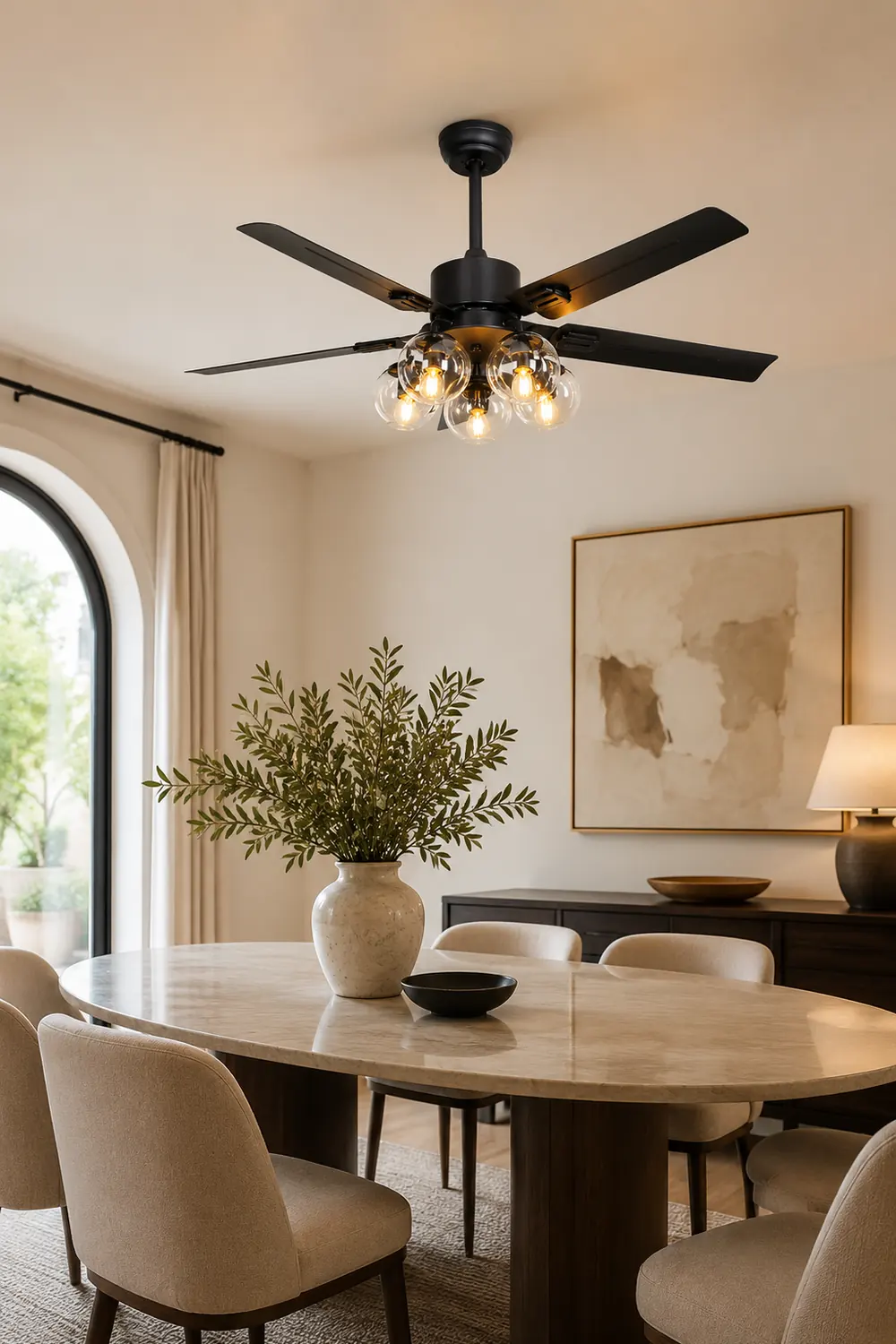 Glass Ball Ceiling Fan Light - Lumpaz