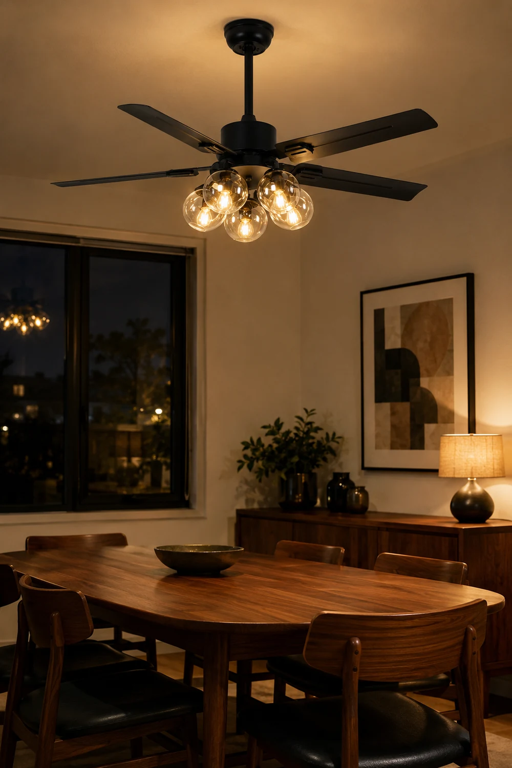 Glass Ball Ceiling Fan Light - Lumpaz