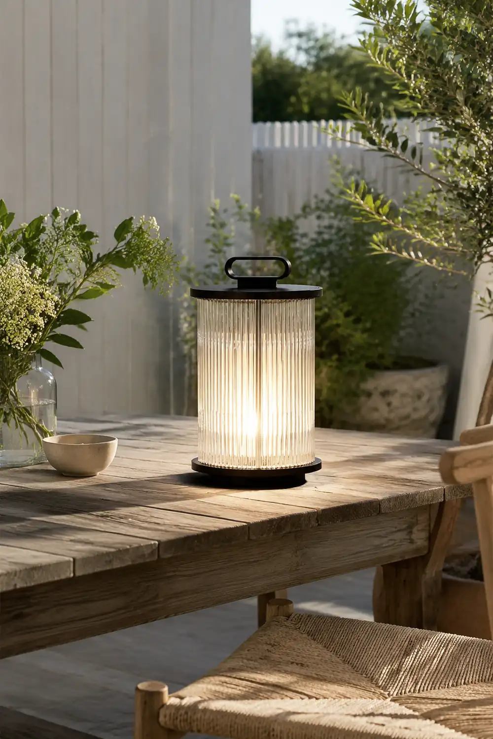 Line Glass Lantern Solar Table Lamp - Lumpaz