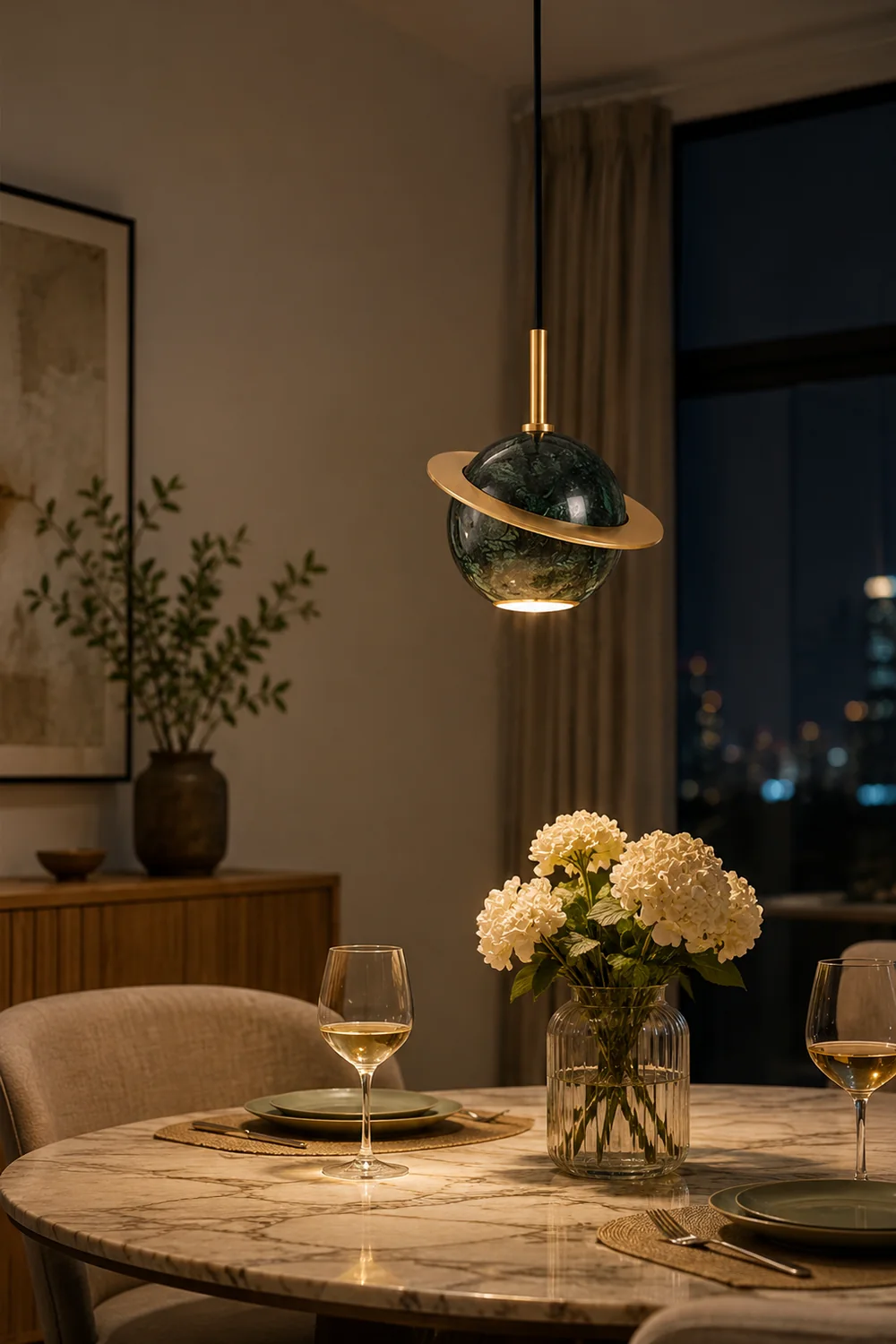 Marble Sphere Pendant Lamp - Lumpaz