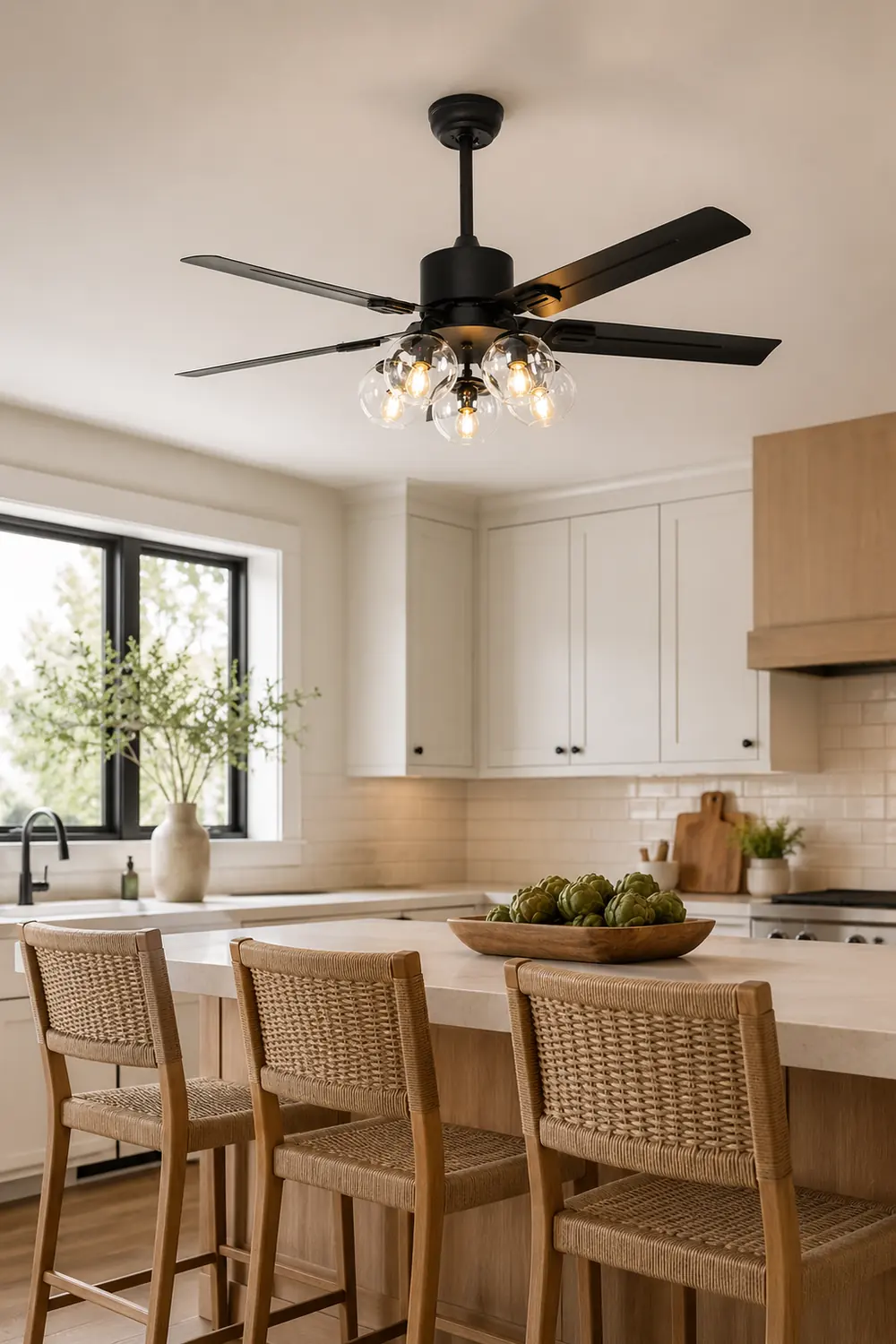 Glass Ball Ceiling Fan Light - Lumpaz