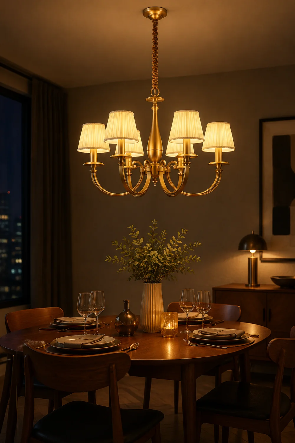 Pleated Brass Chandelier - Lumpaz