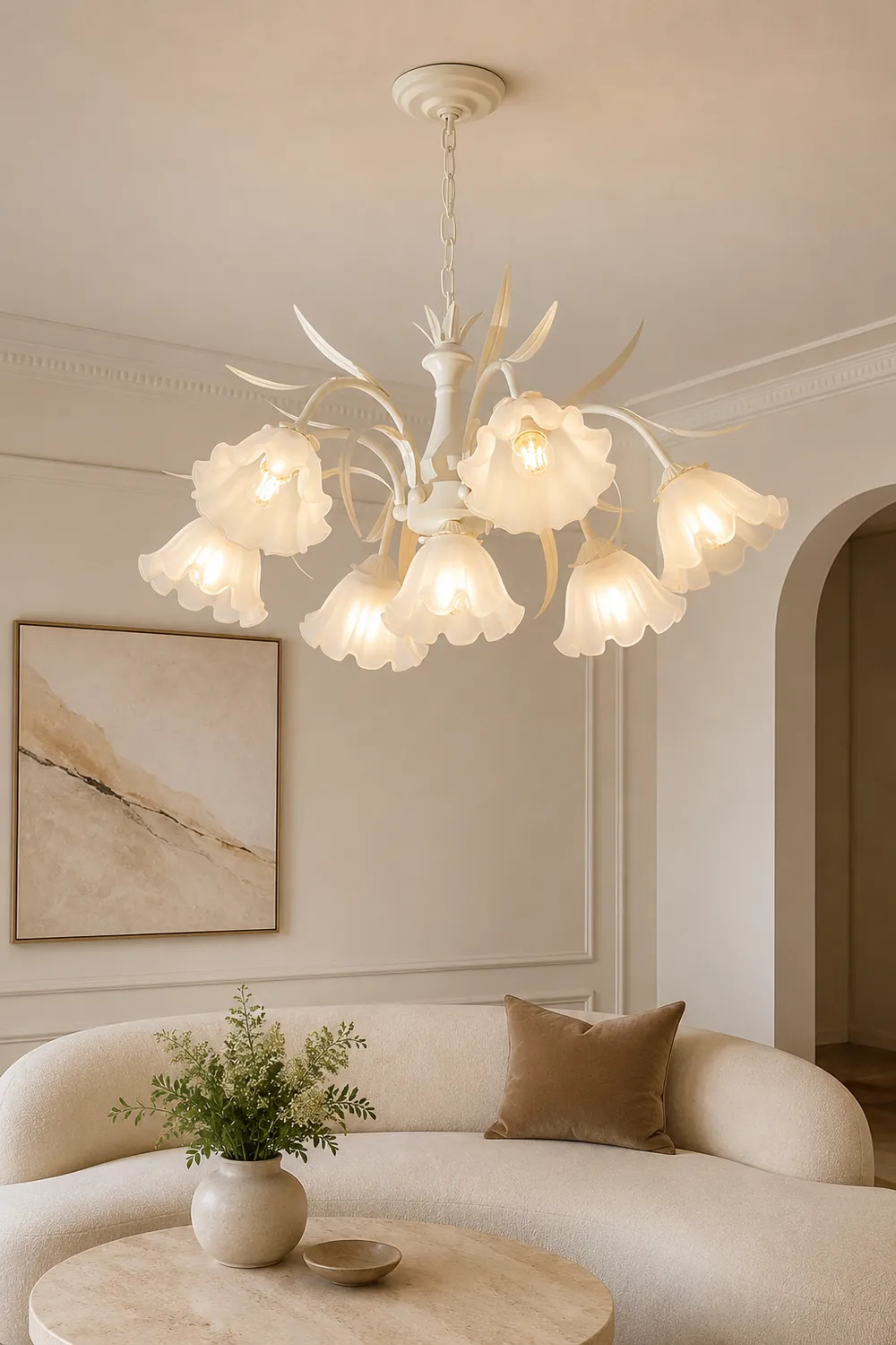 Murano Cream Chandelier - Lumpaz