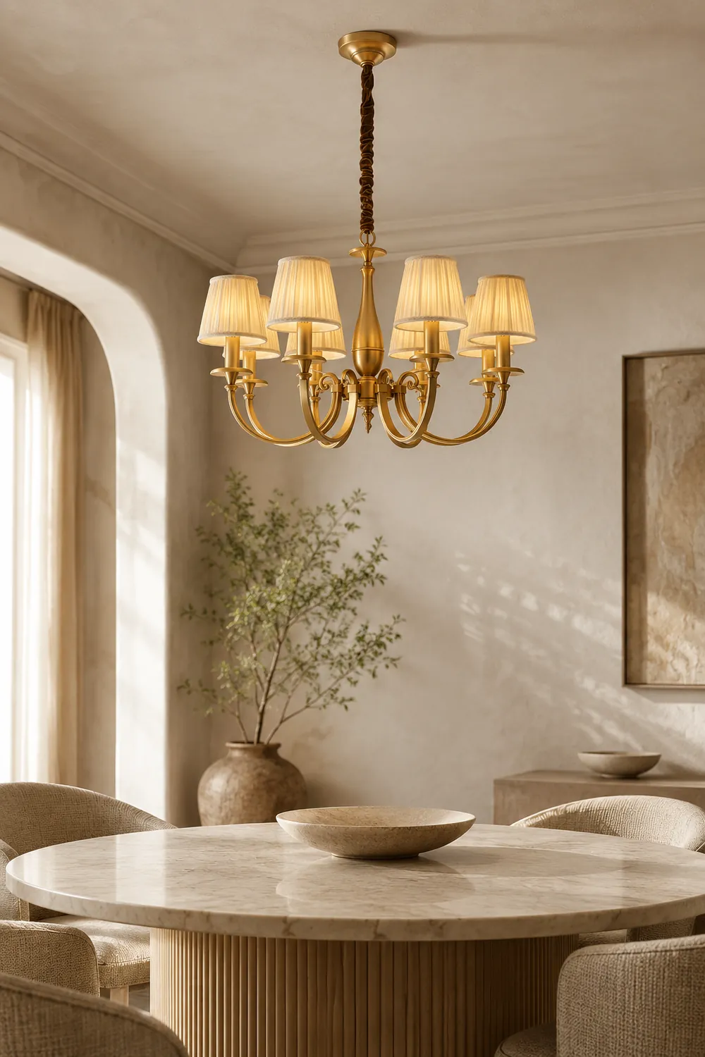 Pleated Brass Chandelier - Lumpaz