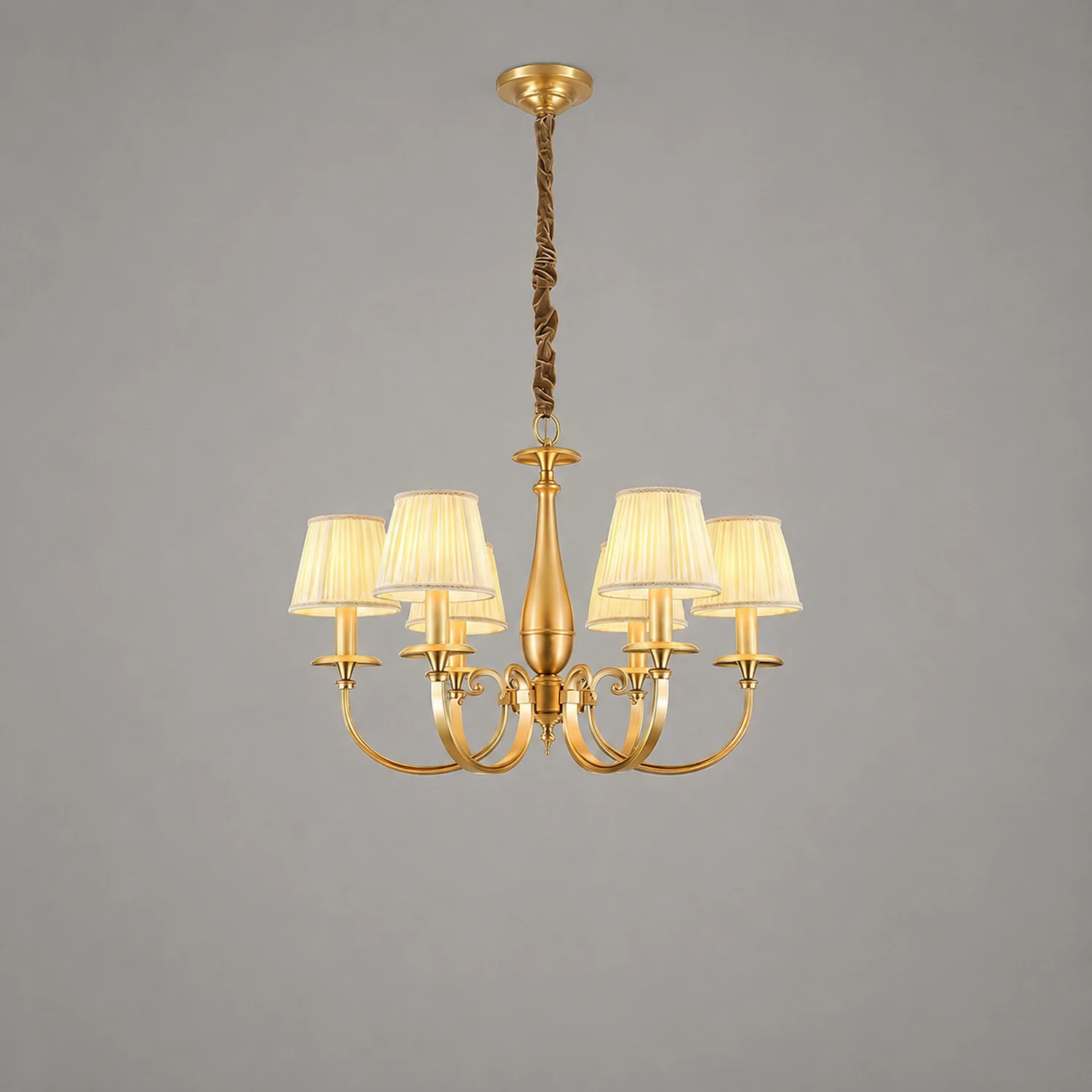 Pleated Brass Chandelier - Lumpaz