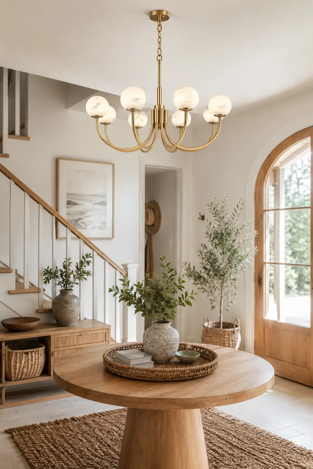 Brass Alabaster Round Chandelier - Lumpaz