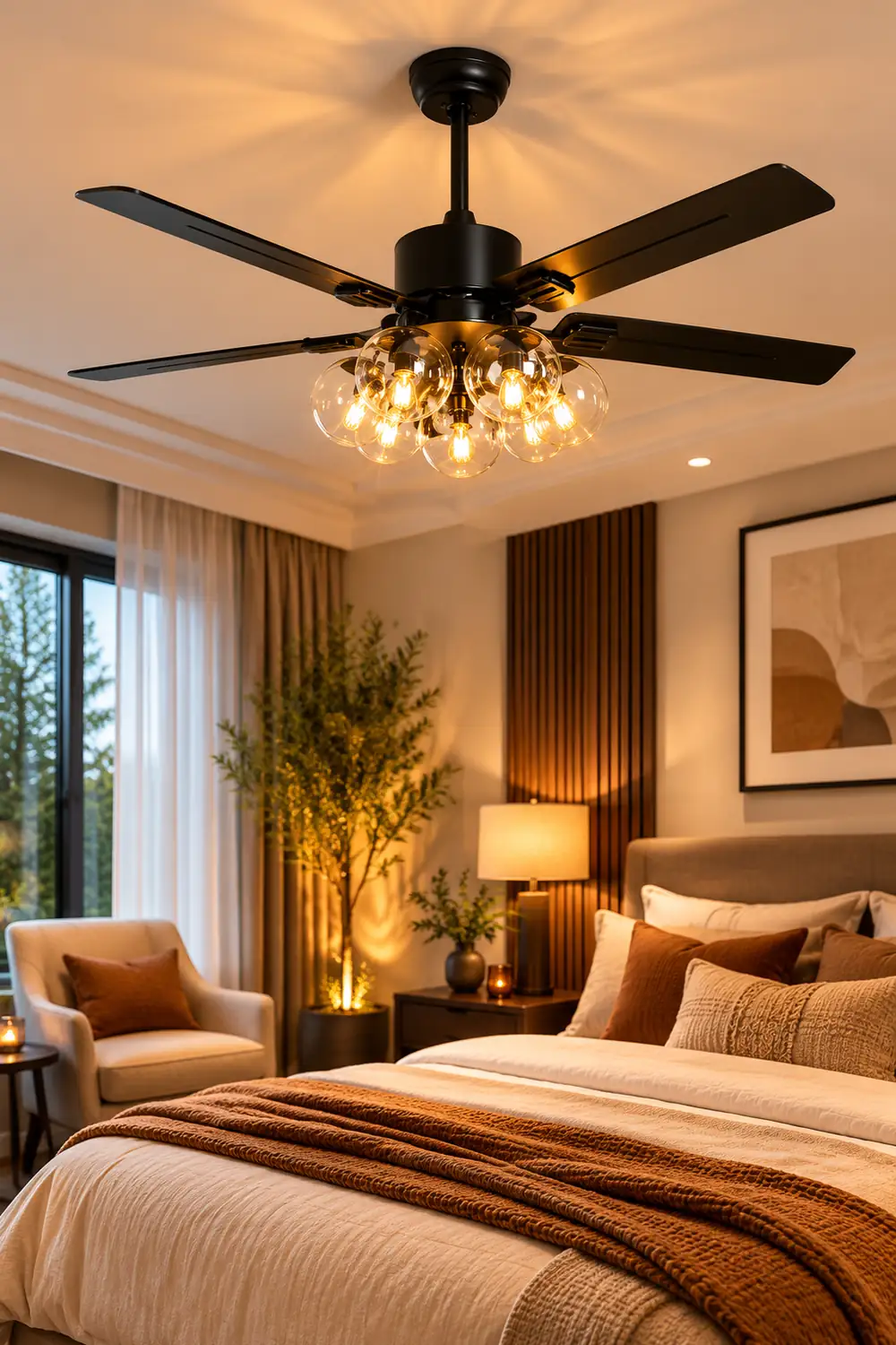 Glass Ball Ceiling Fan Light - Lumpaz