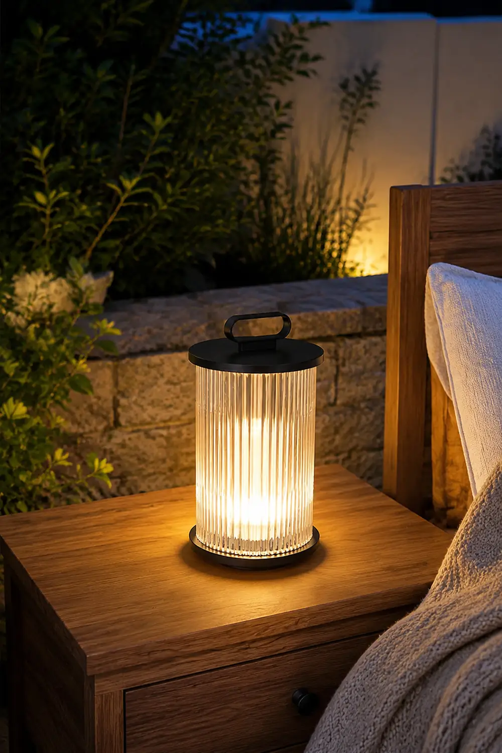 Line Glass Lantern Solar Table Lamp - Lumpaz