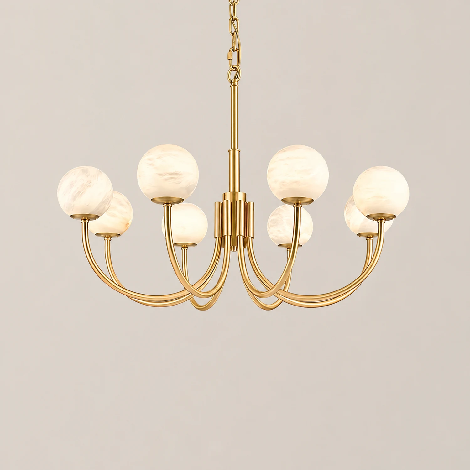 Brass Alabaster Round Chandelier - Lumpaz