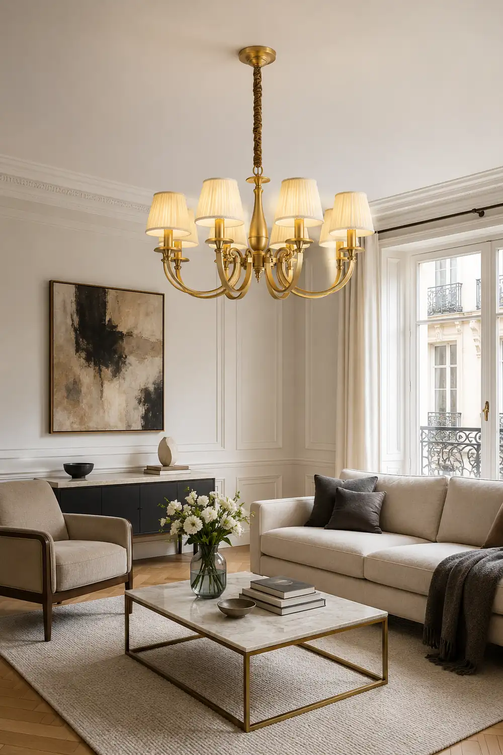 Pleated Brass Chandelier - Lumpaz