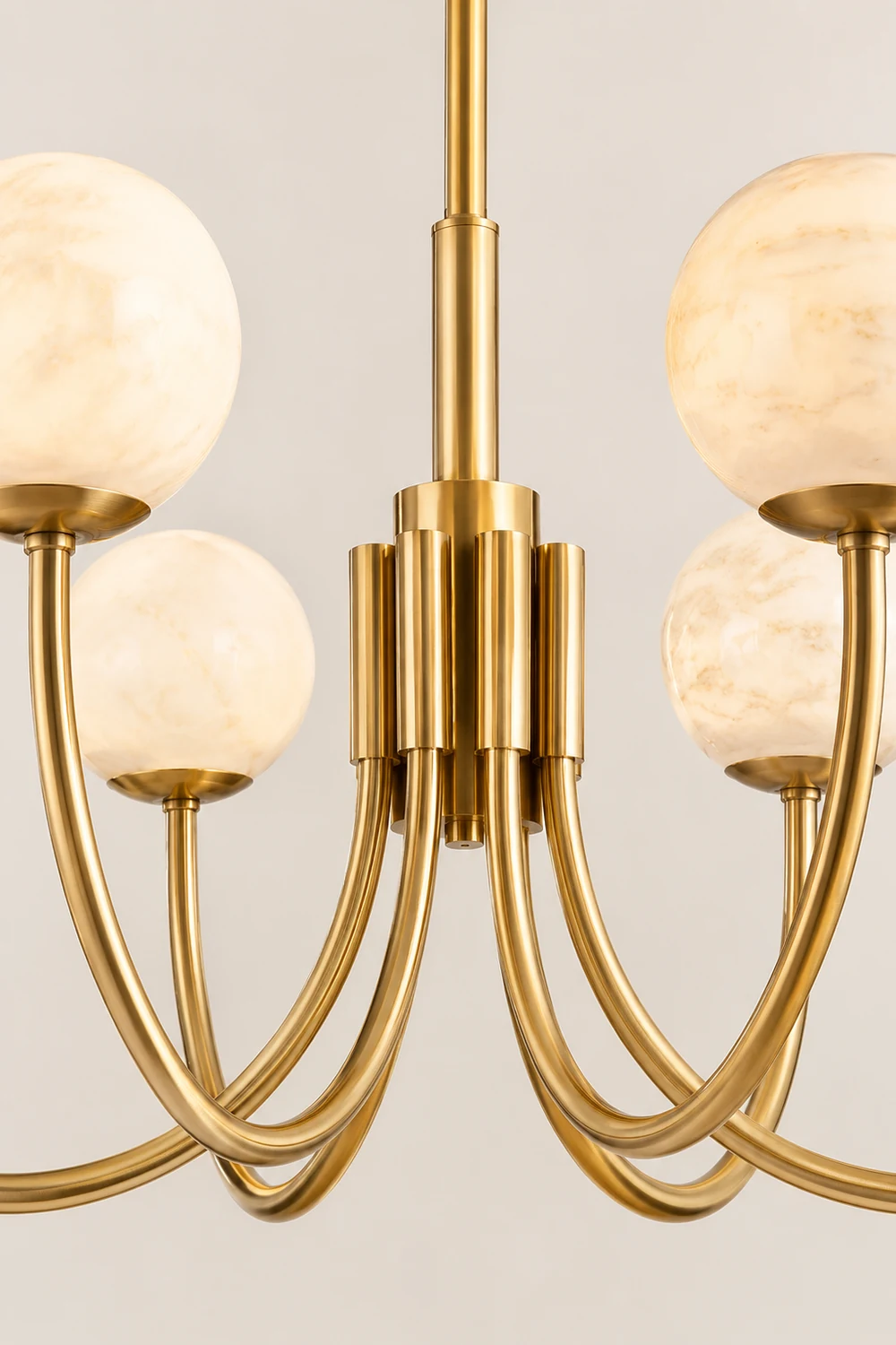 Brass Alabaster Round Chandelier - Lumpaz