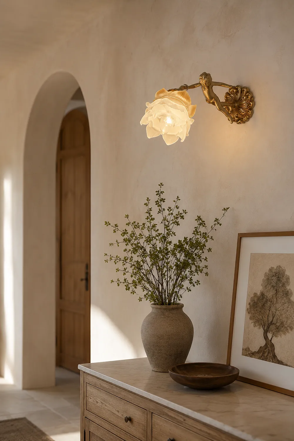 Putti Statuettes Brass Wall Lamp - Lumpaz