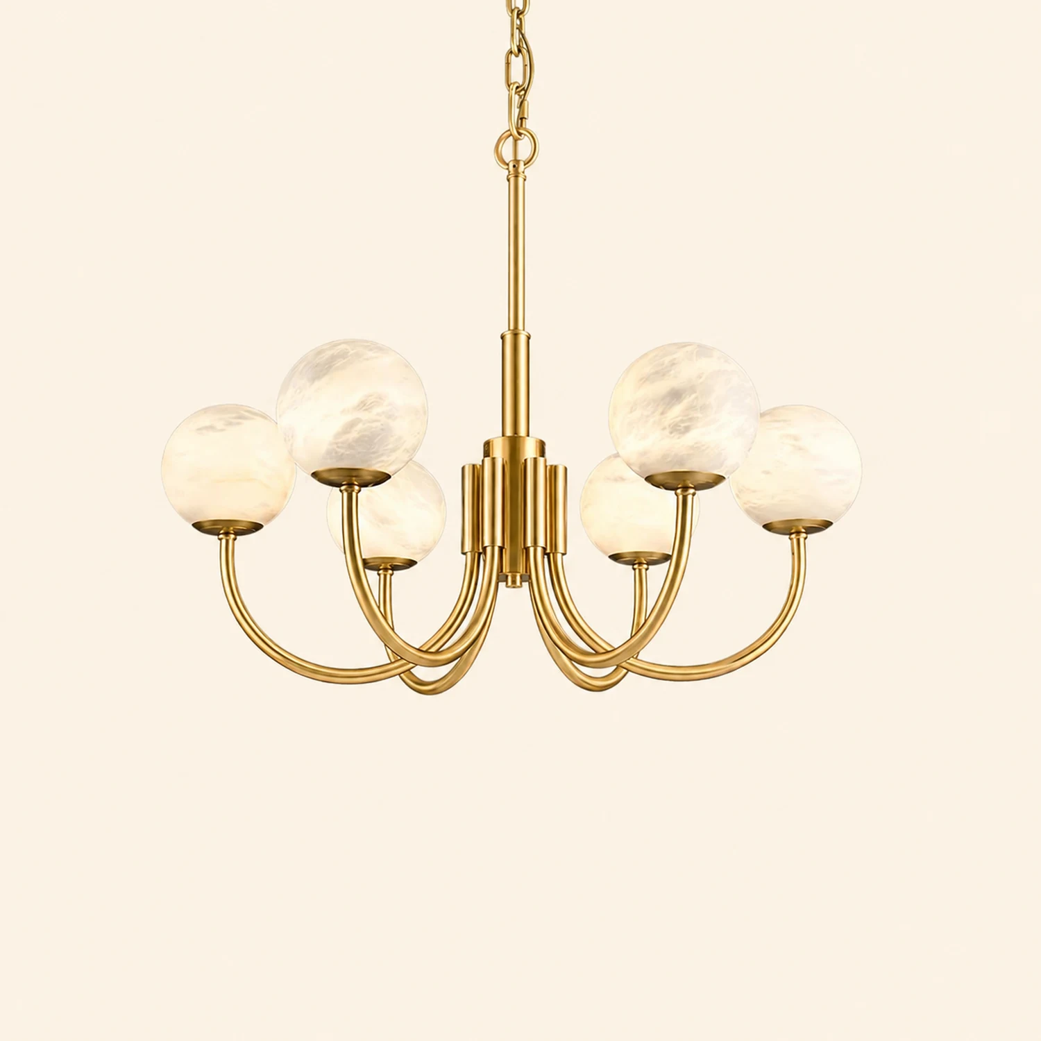 Brass Alabaster Round Chandelier - Lumpaz