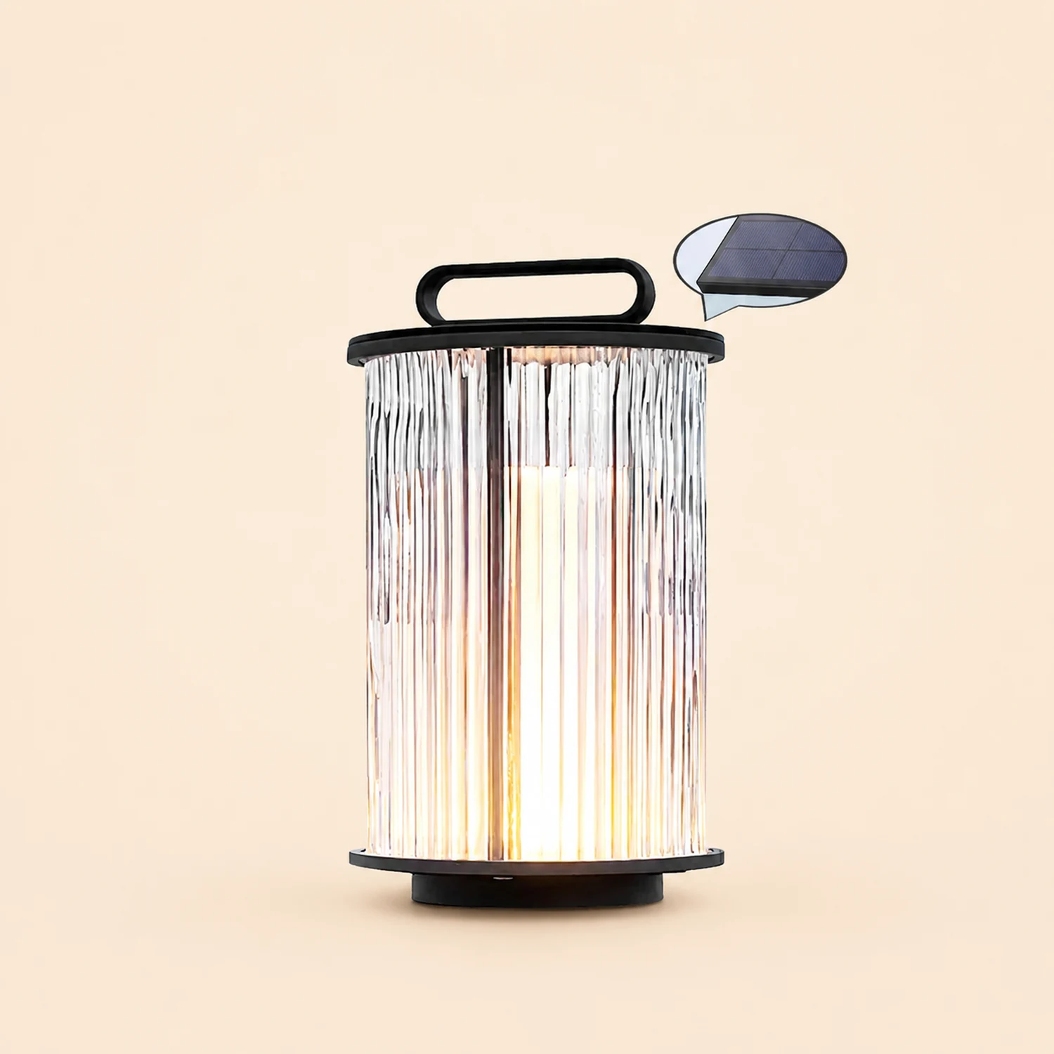 Line Glass Lantern Solar Table Lamp - Lumpaz
