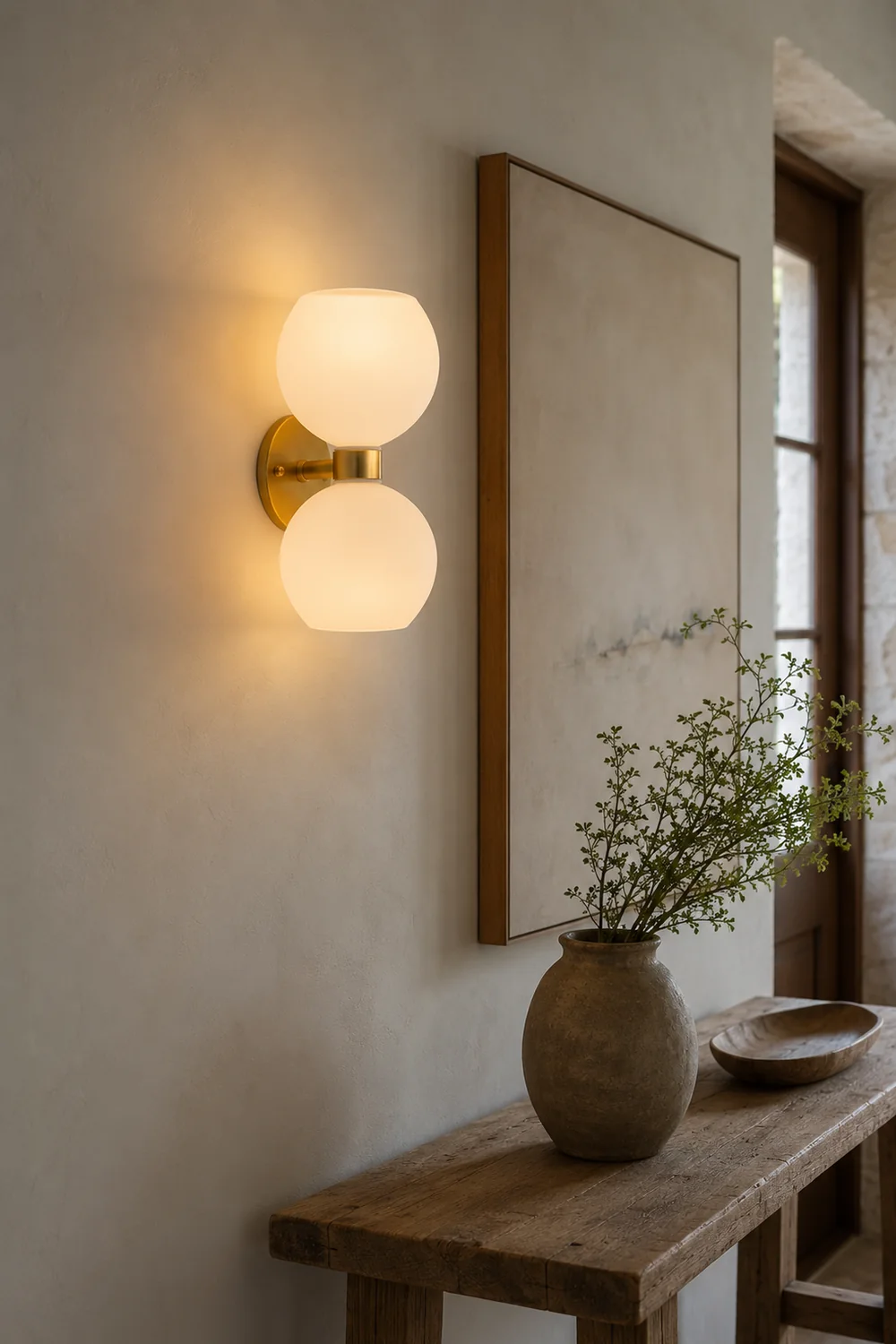 Round White Glass Bedroom Wall Lamp - Lumpaz