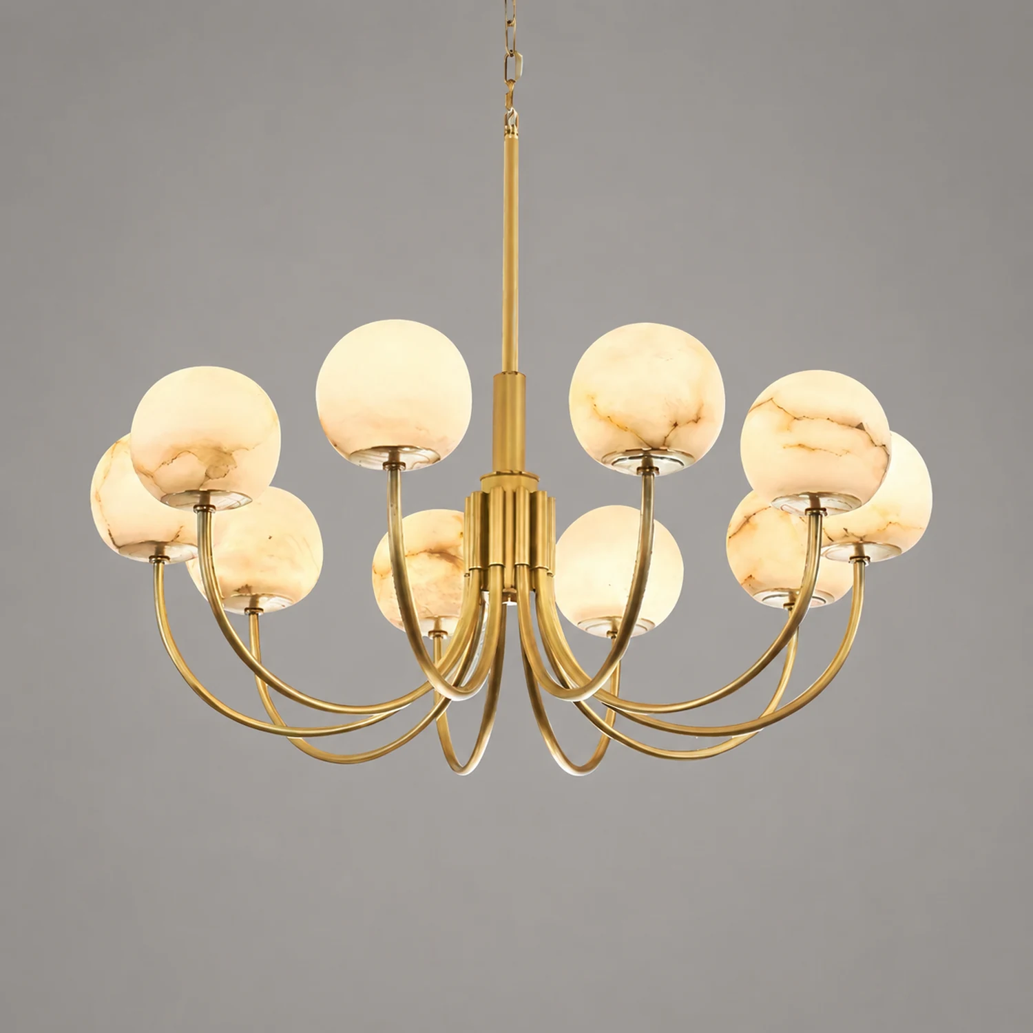 Brass Alabaster Round Chandelier - Lumpaz