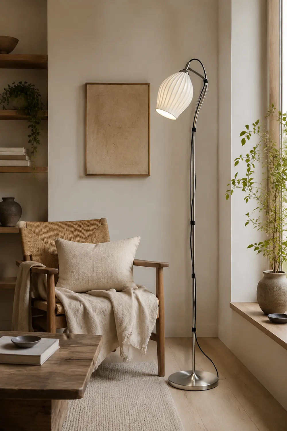 Ceramic Ribbed Floor Lamp - Lumpaz
