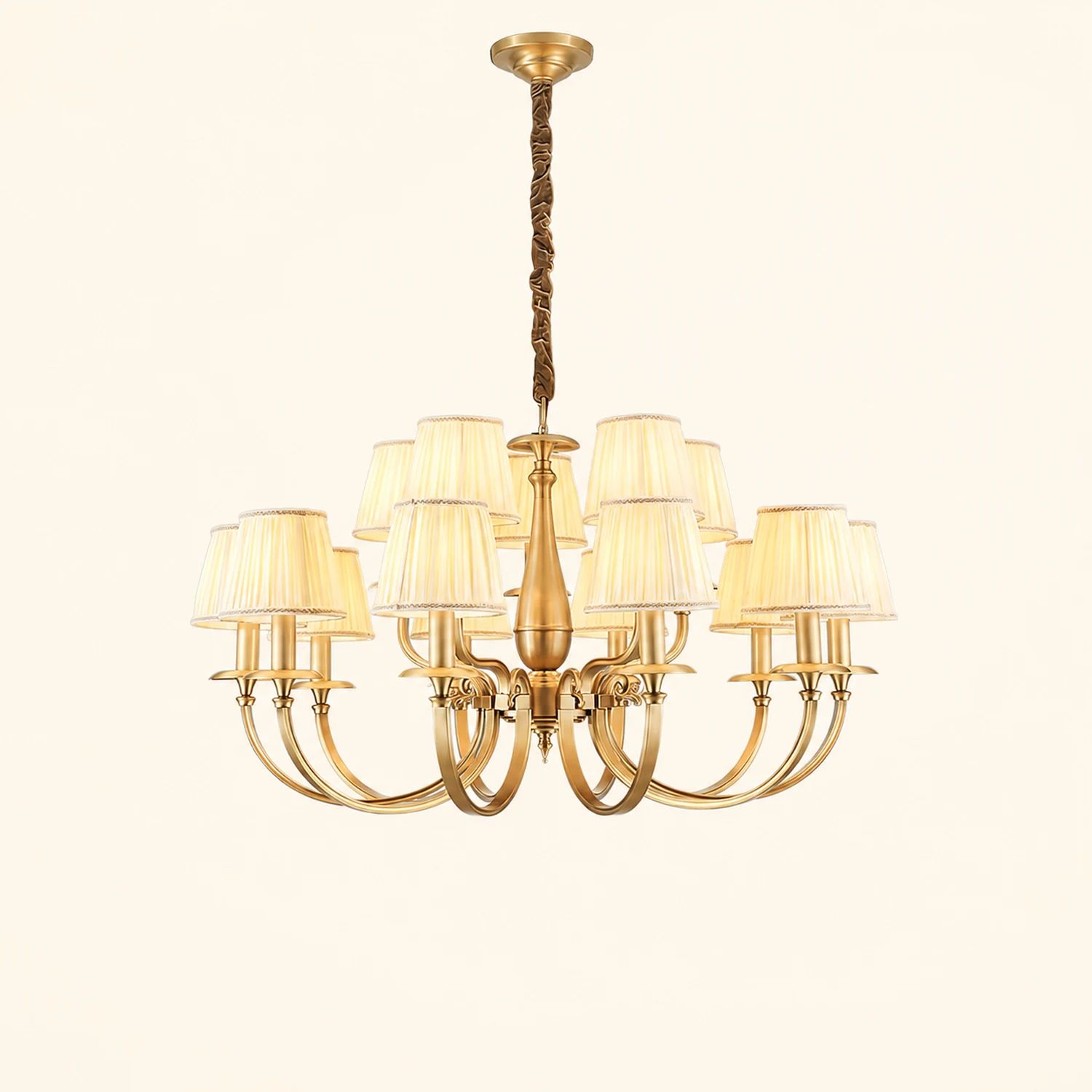 Pleated Brass Chandelier - Lumpaz