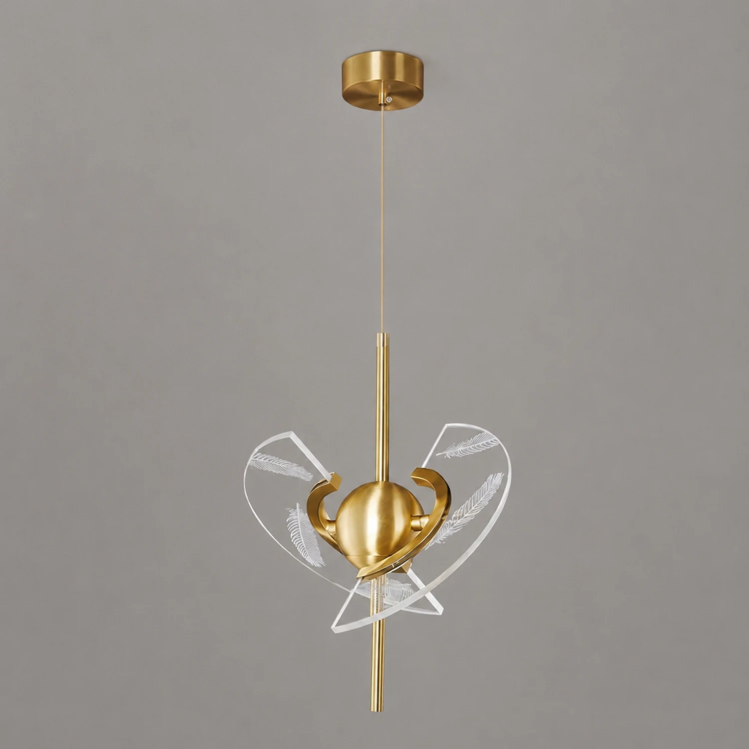 Brass Feather Pendant Lamp - Lumpaz
