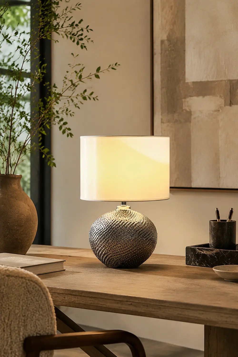 Mabel Textured Ceramic Table Lamp - Lumpaz