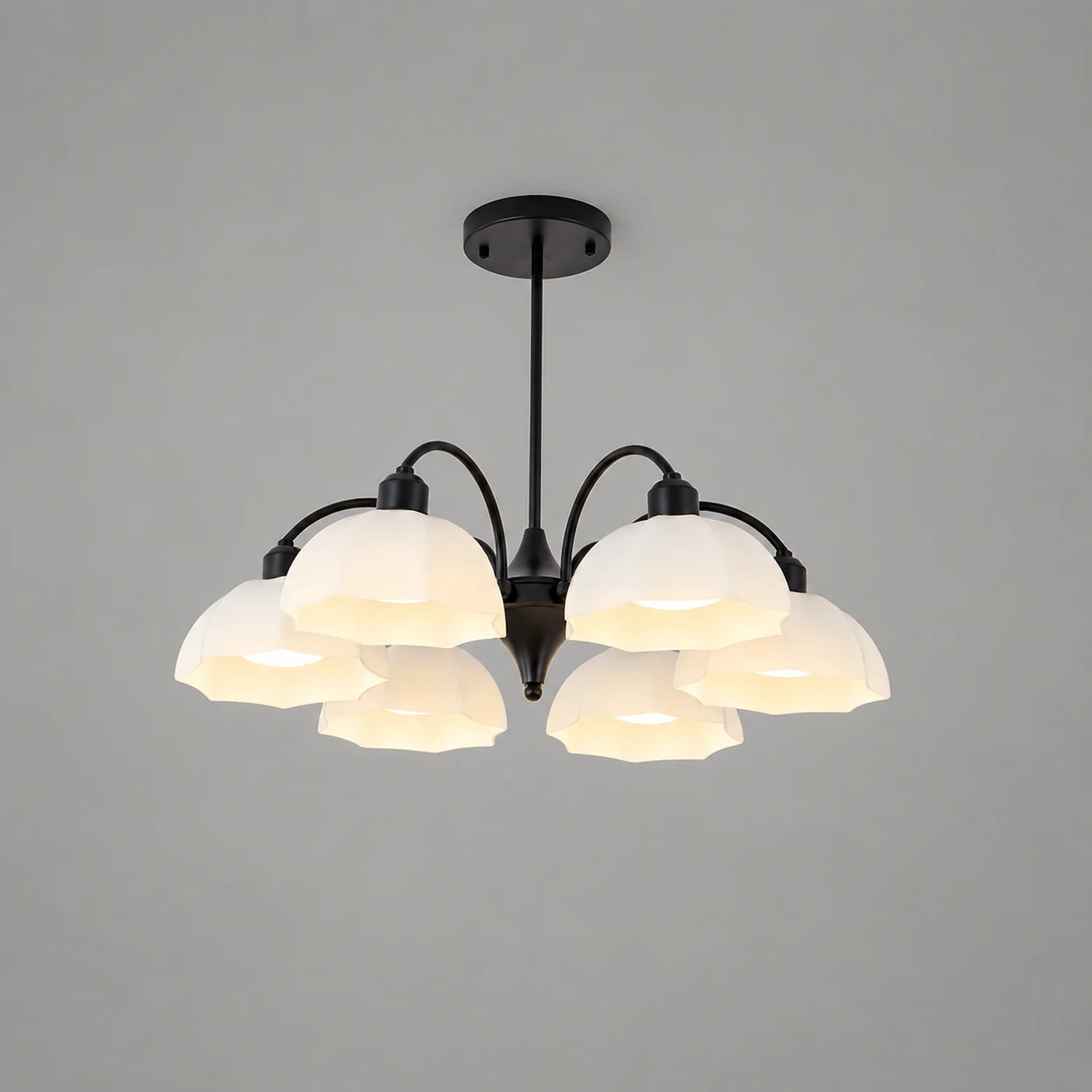 Frosted Glass Bell Chandelier - Lumpaz