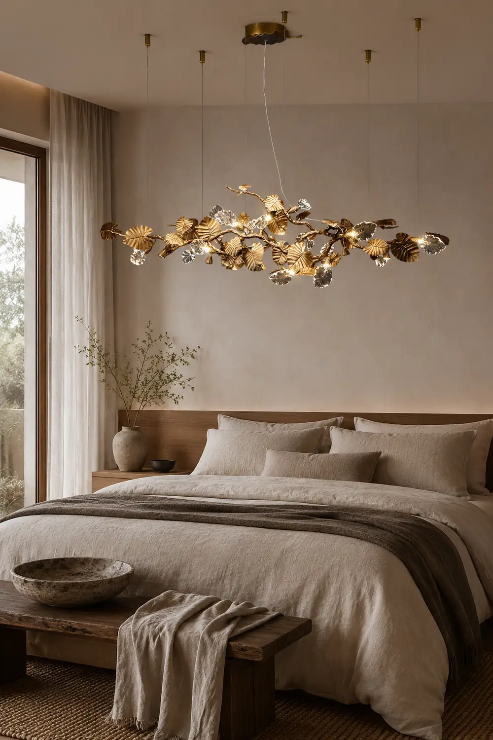 Brass Leaf Chandelier - Lumpaz
