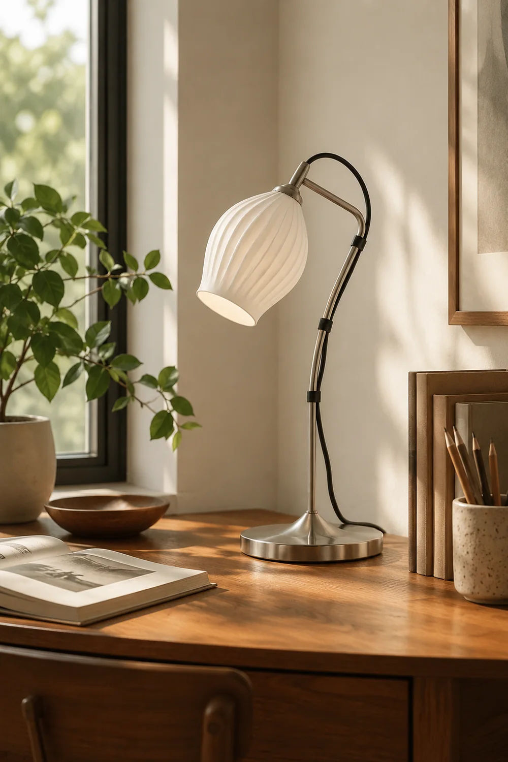 Ceramic Ribbed Table Lamp - Lumpaz
