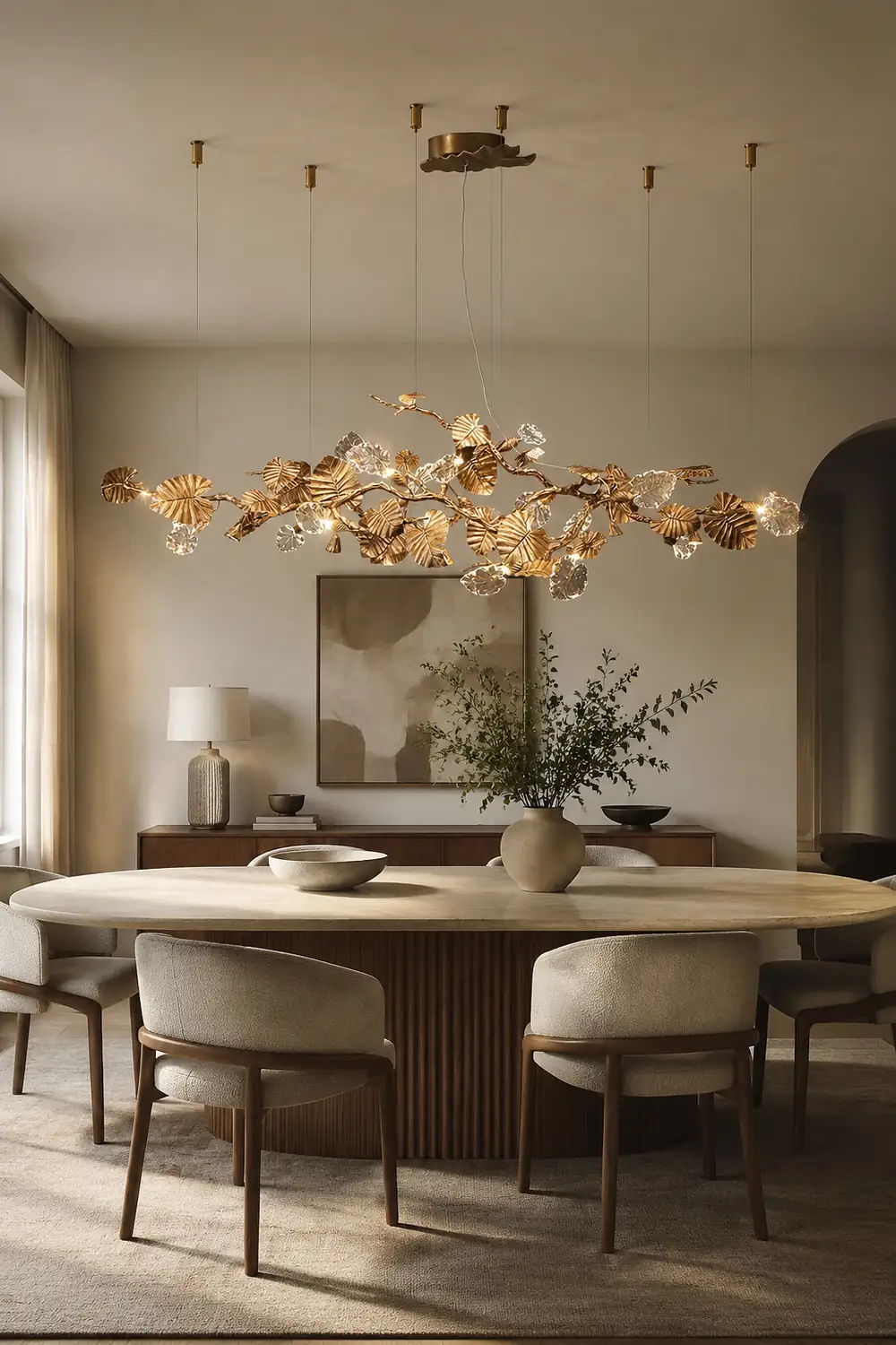 Brass Leaf Chandelier - Lumpaz