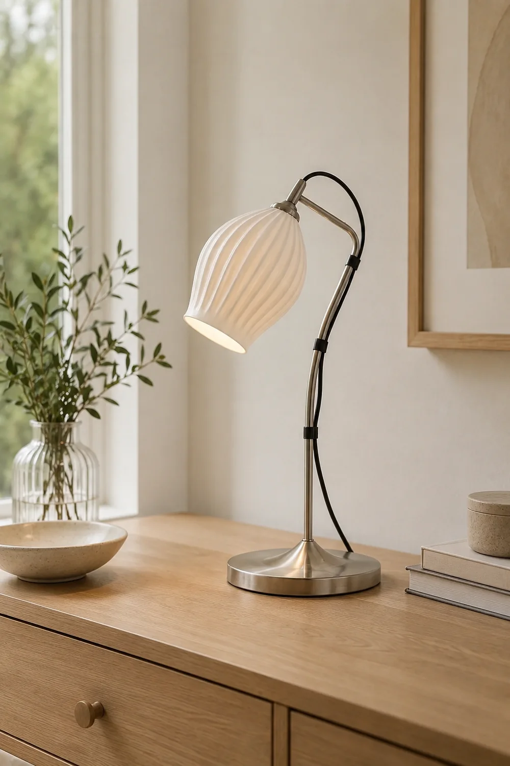 Ceramic Ribbed Table Lamp - Lumpaz
