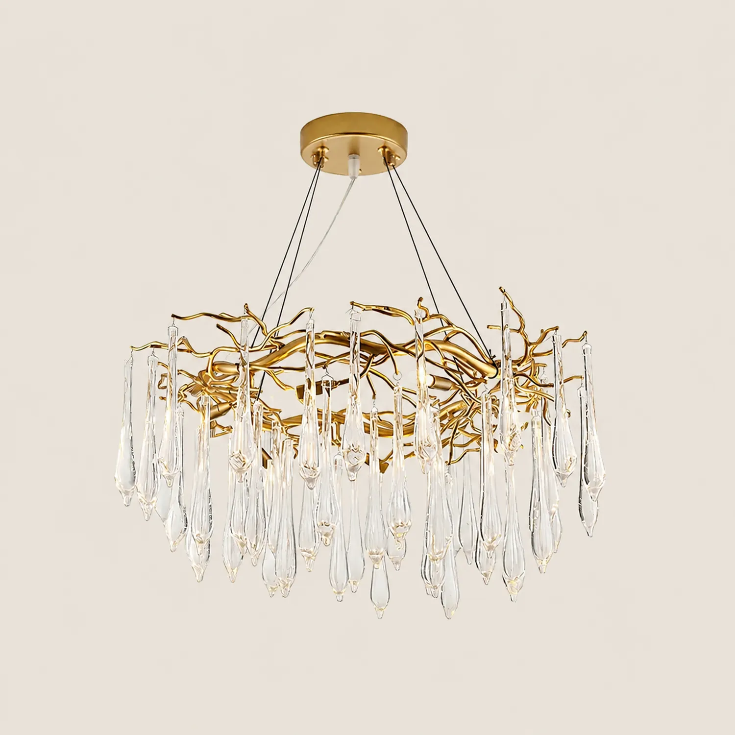 Teardrop Round Crystal Chandelier - Lumpaz