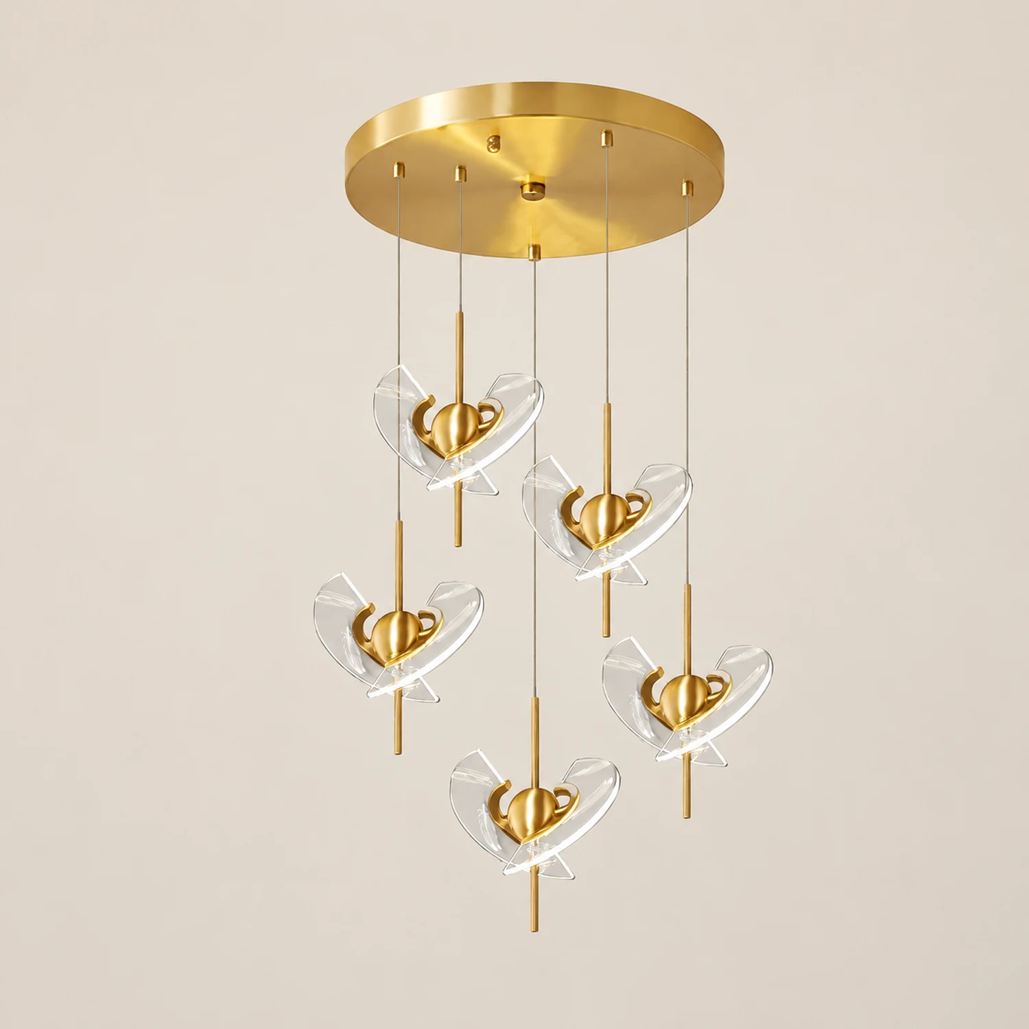 Brass Feather Pendant Lamp - Lumpaz