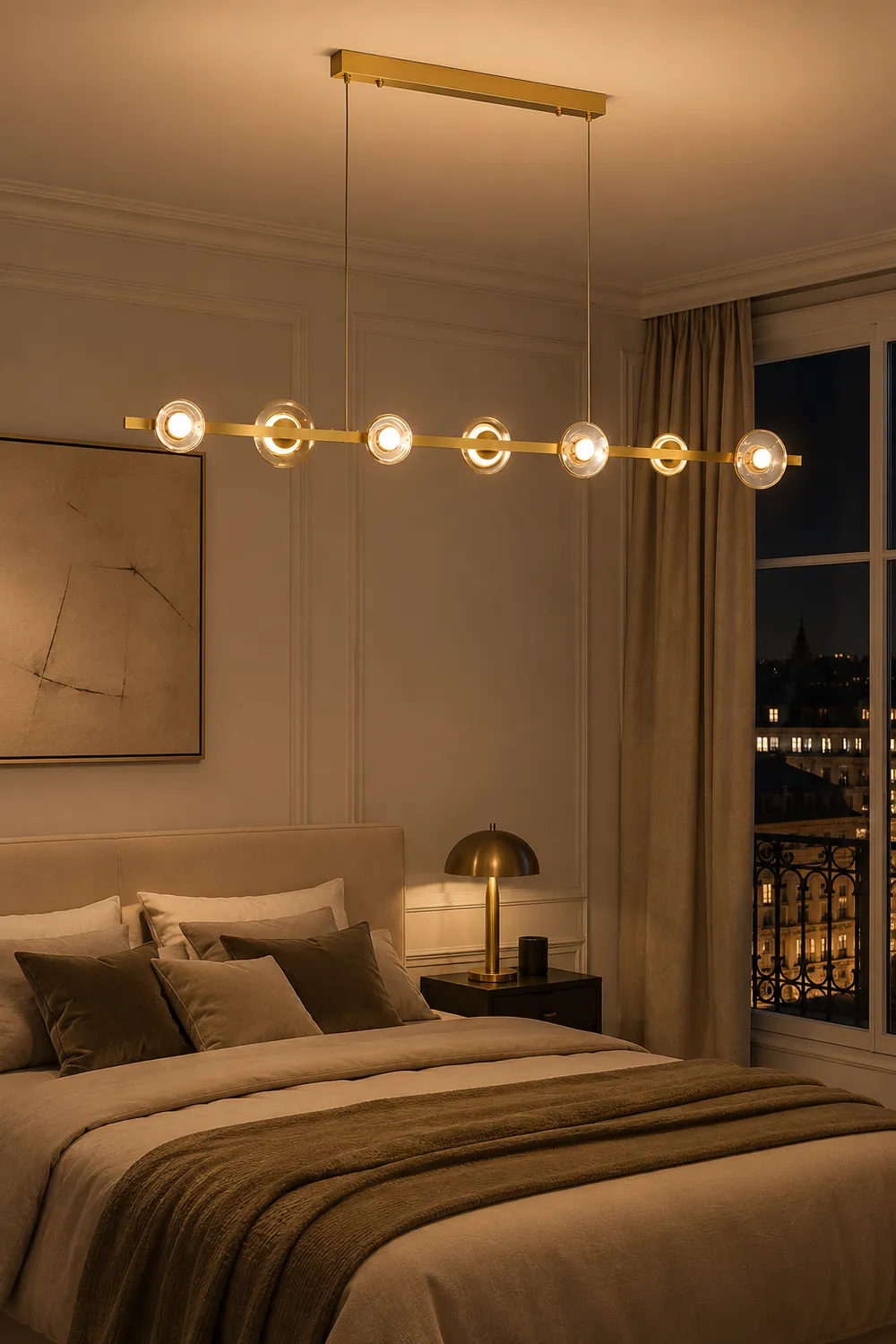 Brass Bar Glass Chandelier - Lumpaz