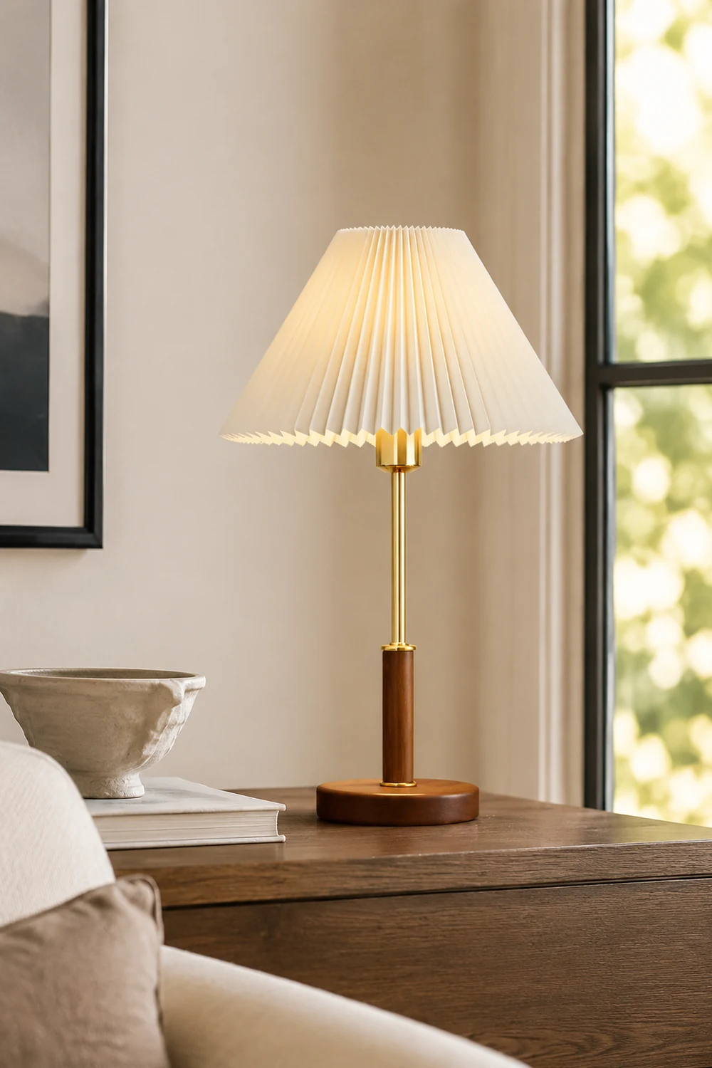 Pleated Wooden Table Lamp - Lumpaz