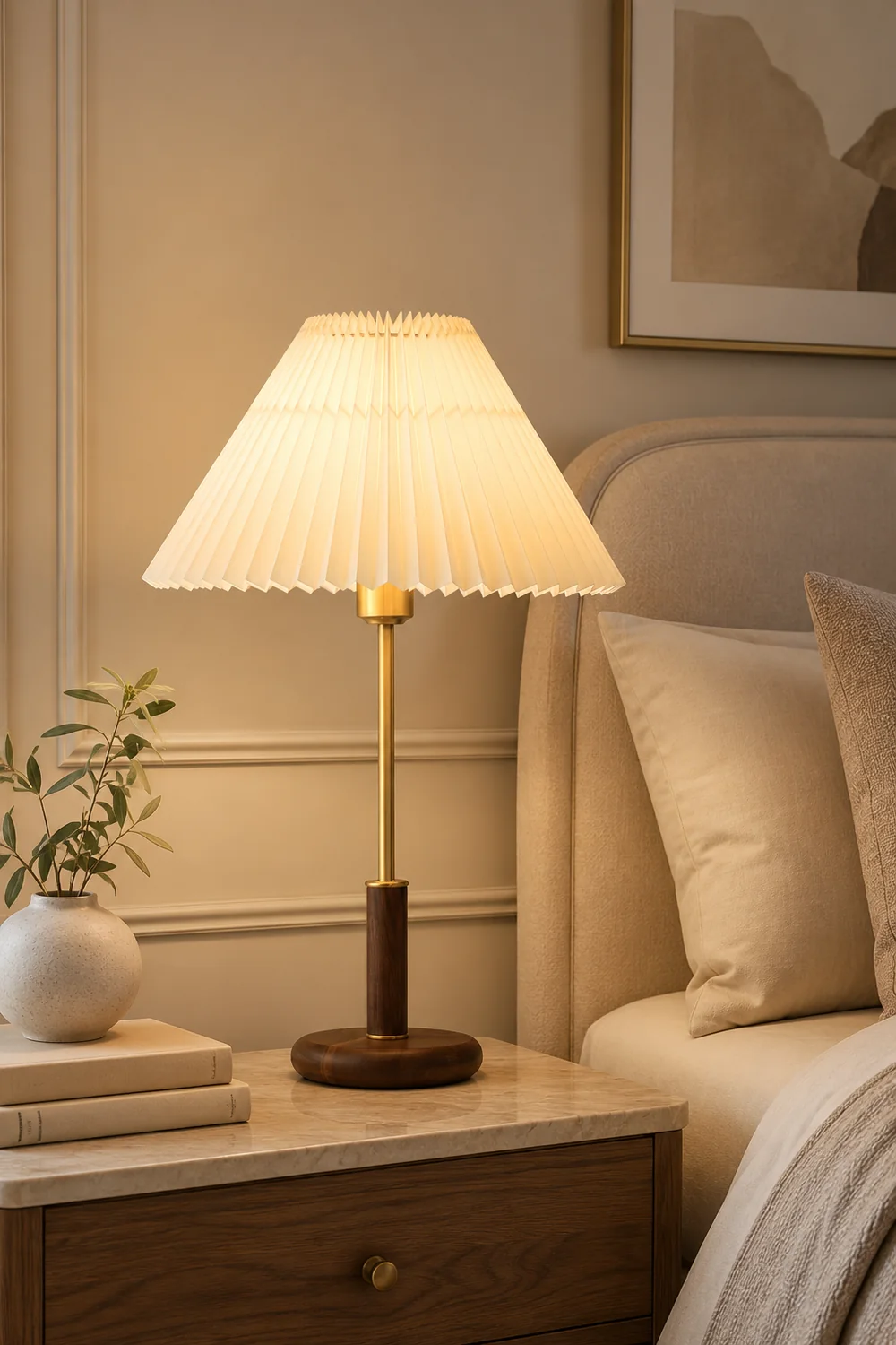 Pleated Wooden Table Lamp - Lumpaz