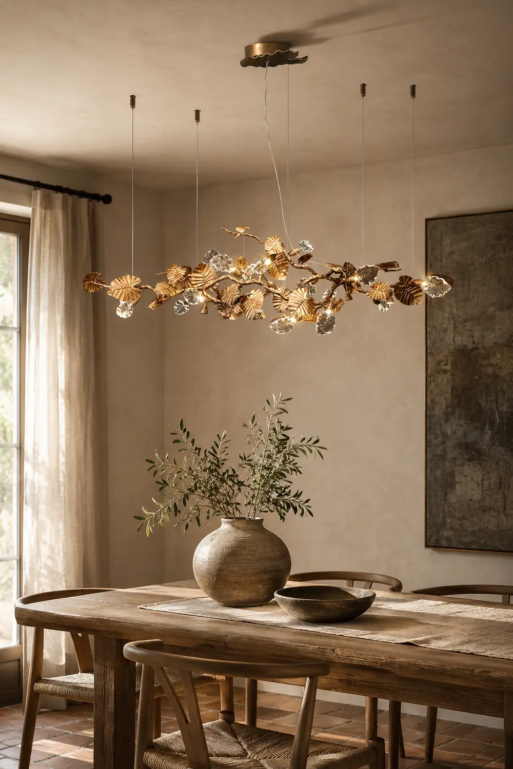 Brass Leaf Chandelier - Lumpaz
