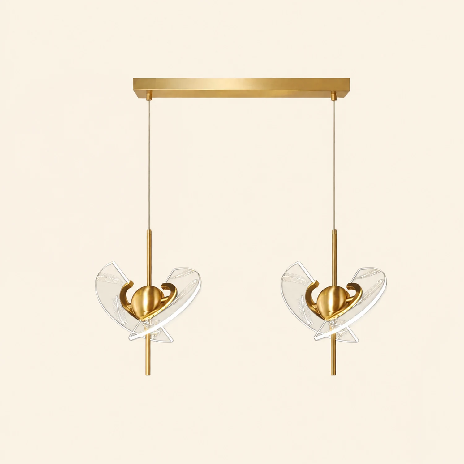 Brass Feather Pendant Lamp - Lumpaz