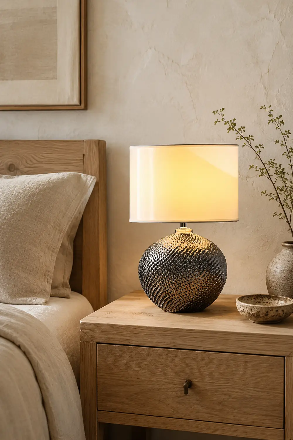 Mabel Textured Ceramic Table Lamp - Lumpaz