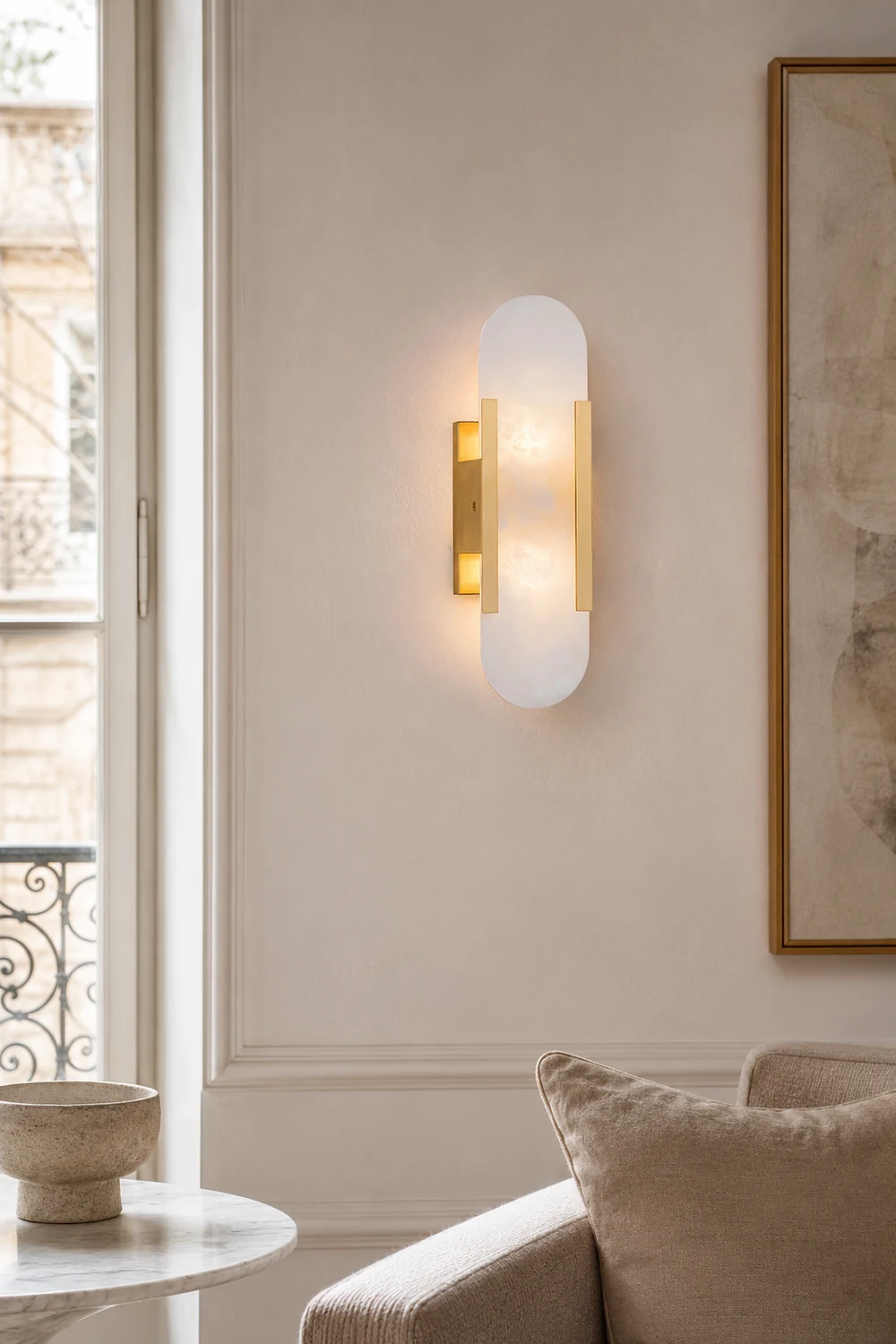 Geometric Harmony Alabaster Wall Lamp - Lumpaz