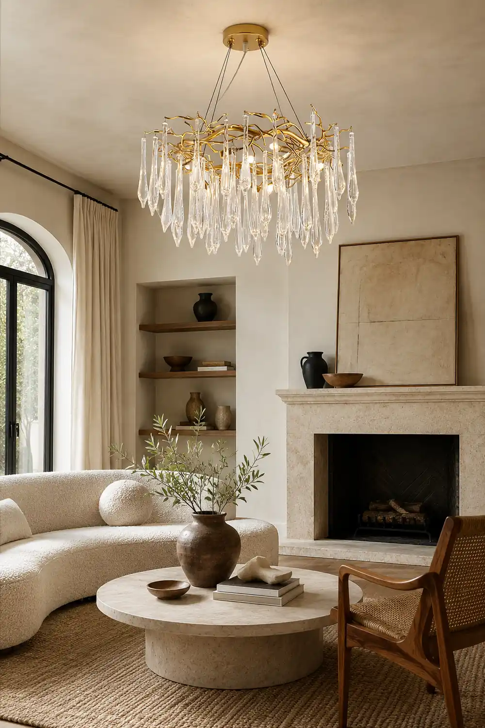 Teardrop Round Crystal Chandelier - Lumpaz