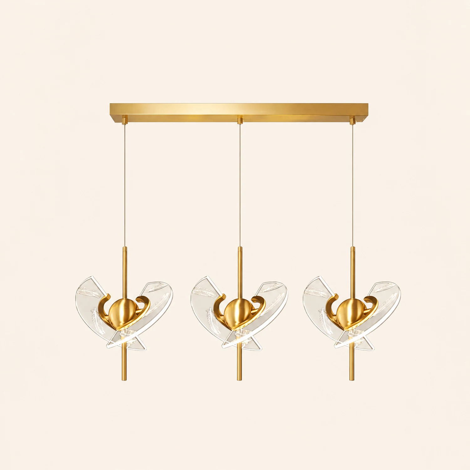 Brass Feather Pendant Lamp - Lumpaz