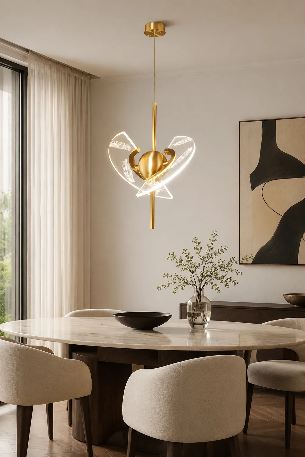 Brass Feather Pendant Lamp - Lumpaz