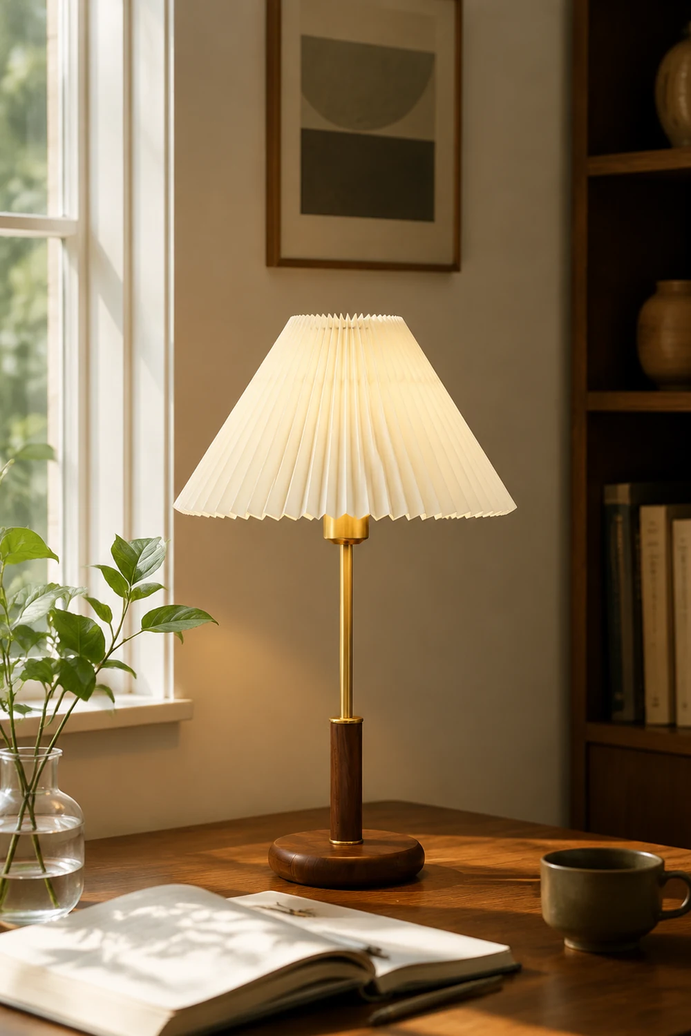 Pleated Wooden Table Lamp - Lumpaz