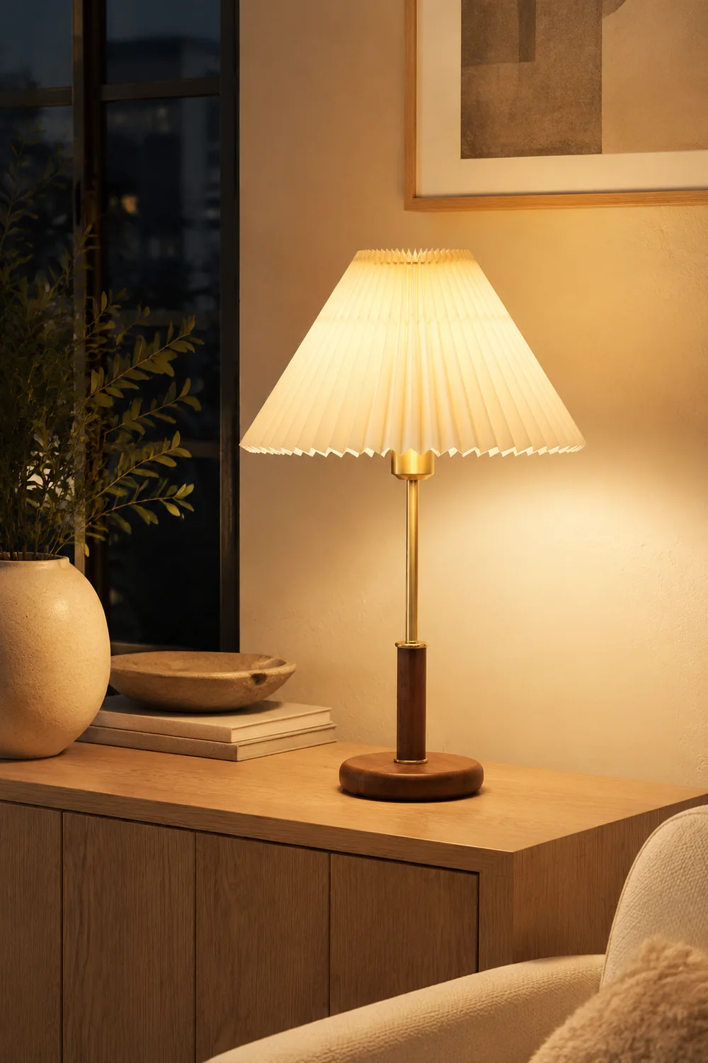 Pleated Wooden Table Lamp - Lumpaz