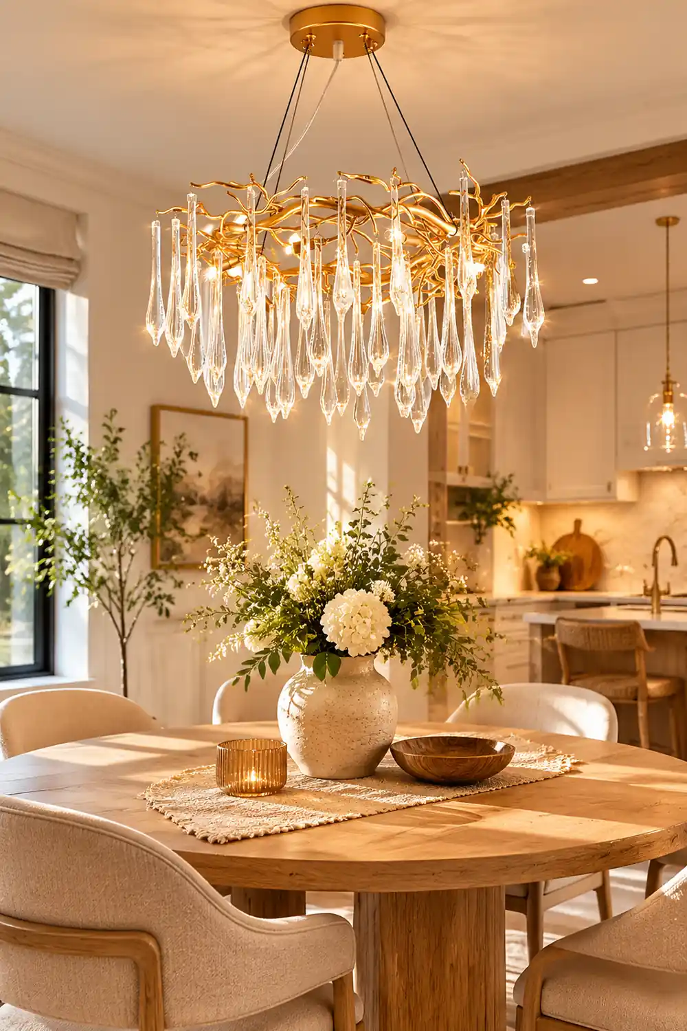 Teardrop Round Crystal Chandelier - Lumpaz
