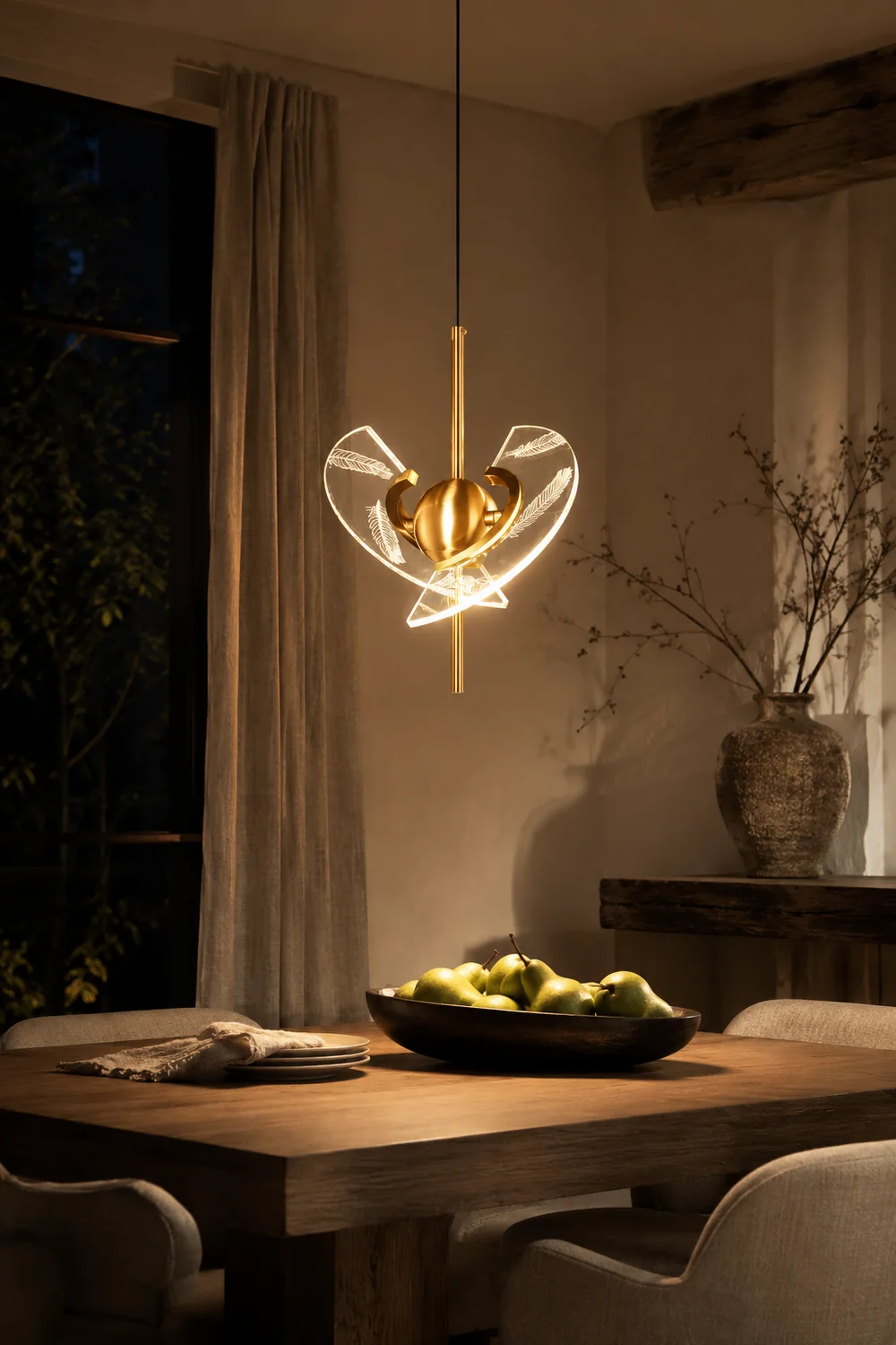 Brass Feather Pendant Lamp - Lumpaz