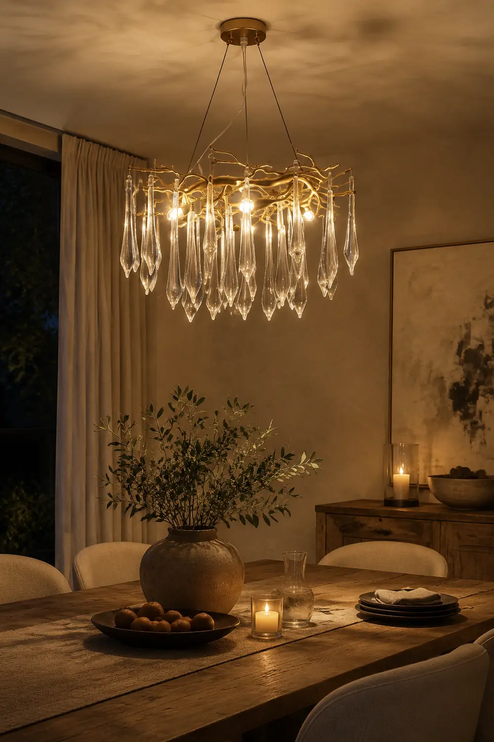 Teardrop Round Crystal Chandelier - Lumpaz