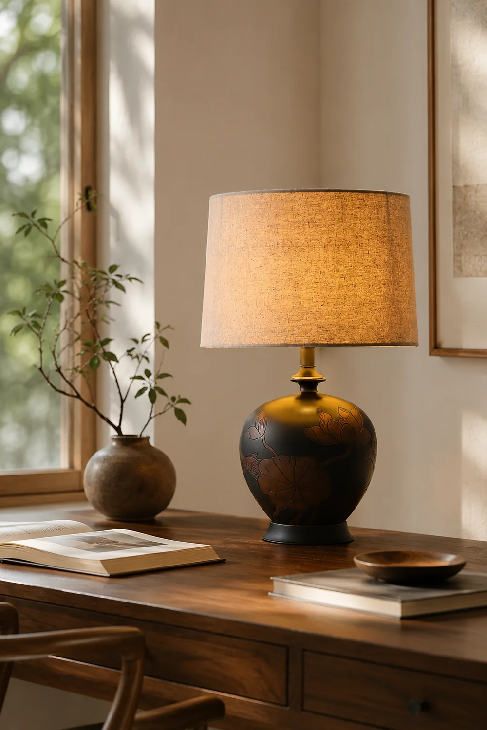 Fish Motif Ceramic Table Lamp - Lumpaz