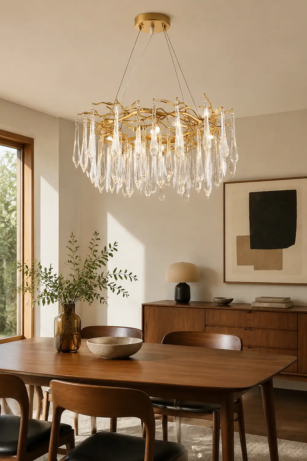Teardrop Round Crystal Chandelier - Lumpaz